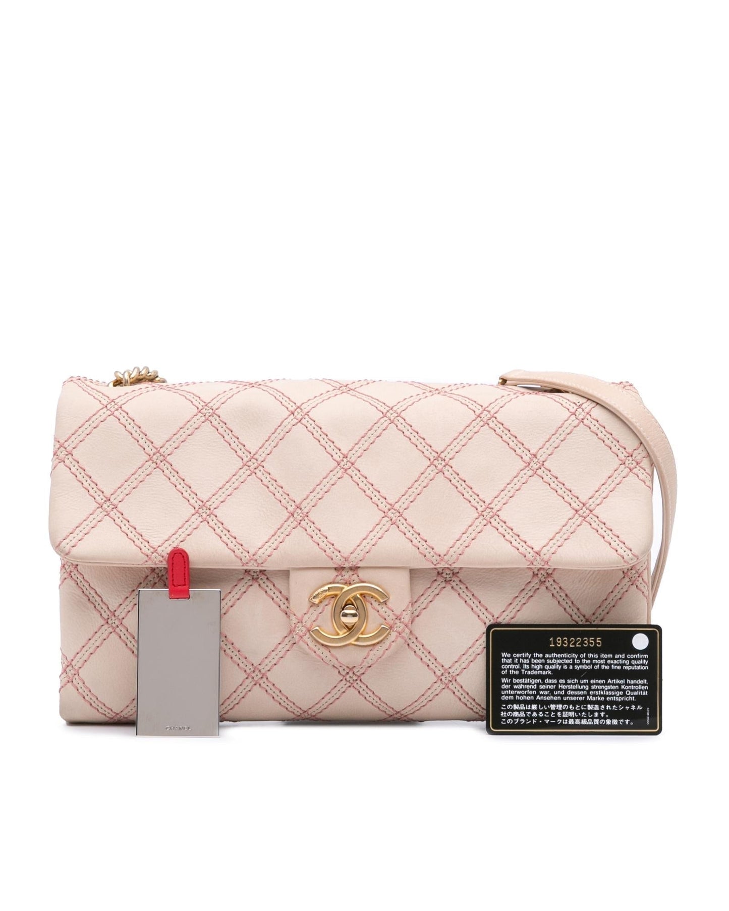 Jumbo Quilted Triple Stitched Flap Crossbody Bag with Gold-Tone Chain Strap