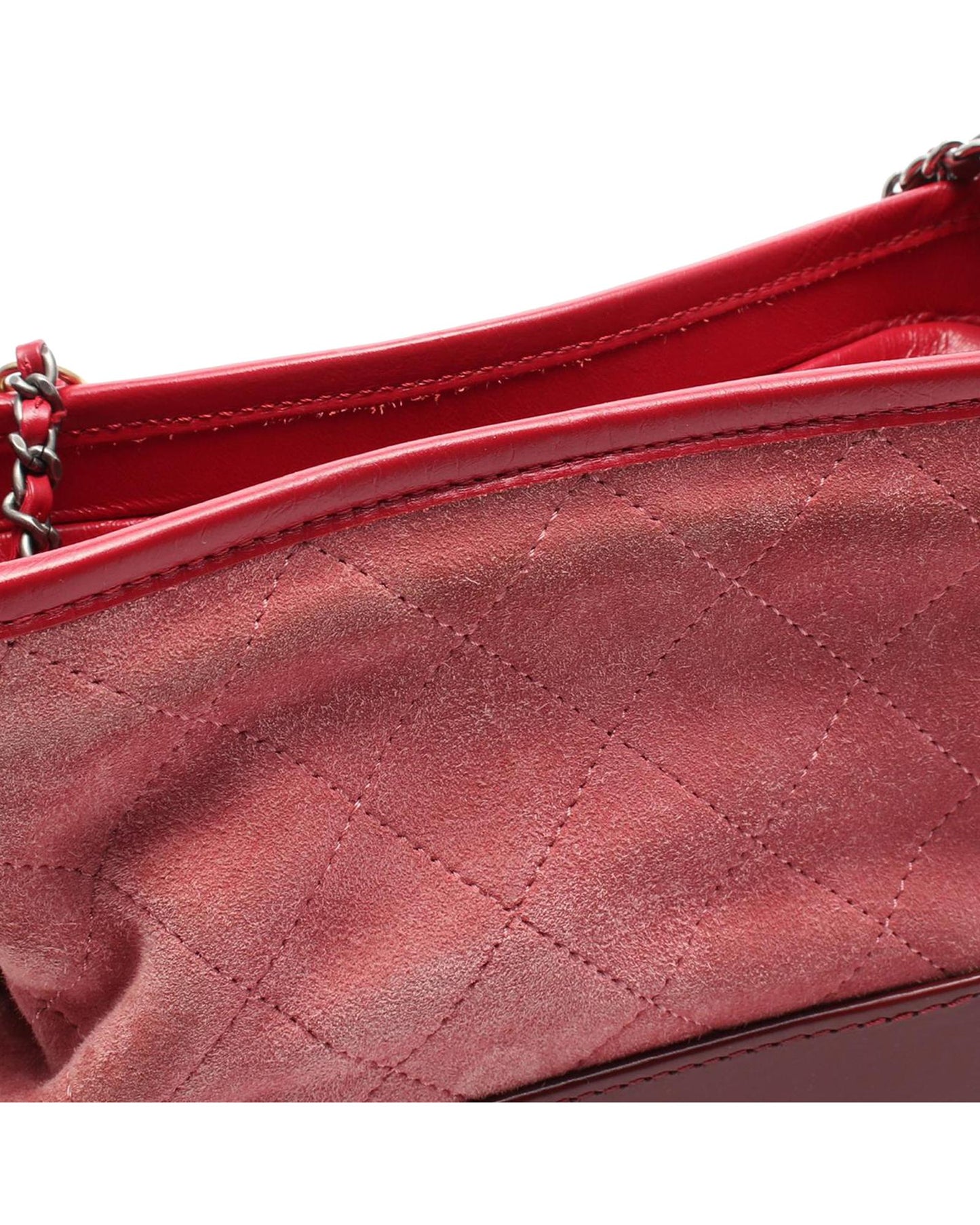 Small Suede Quilted Crossbody Bag with Chain-Link Straps