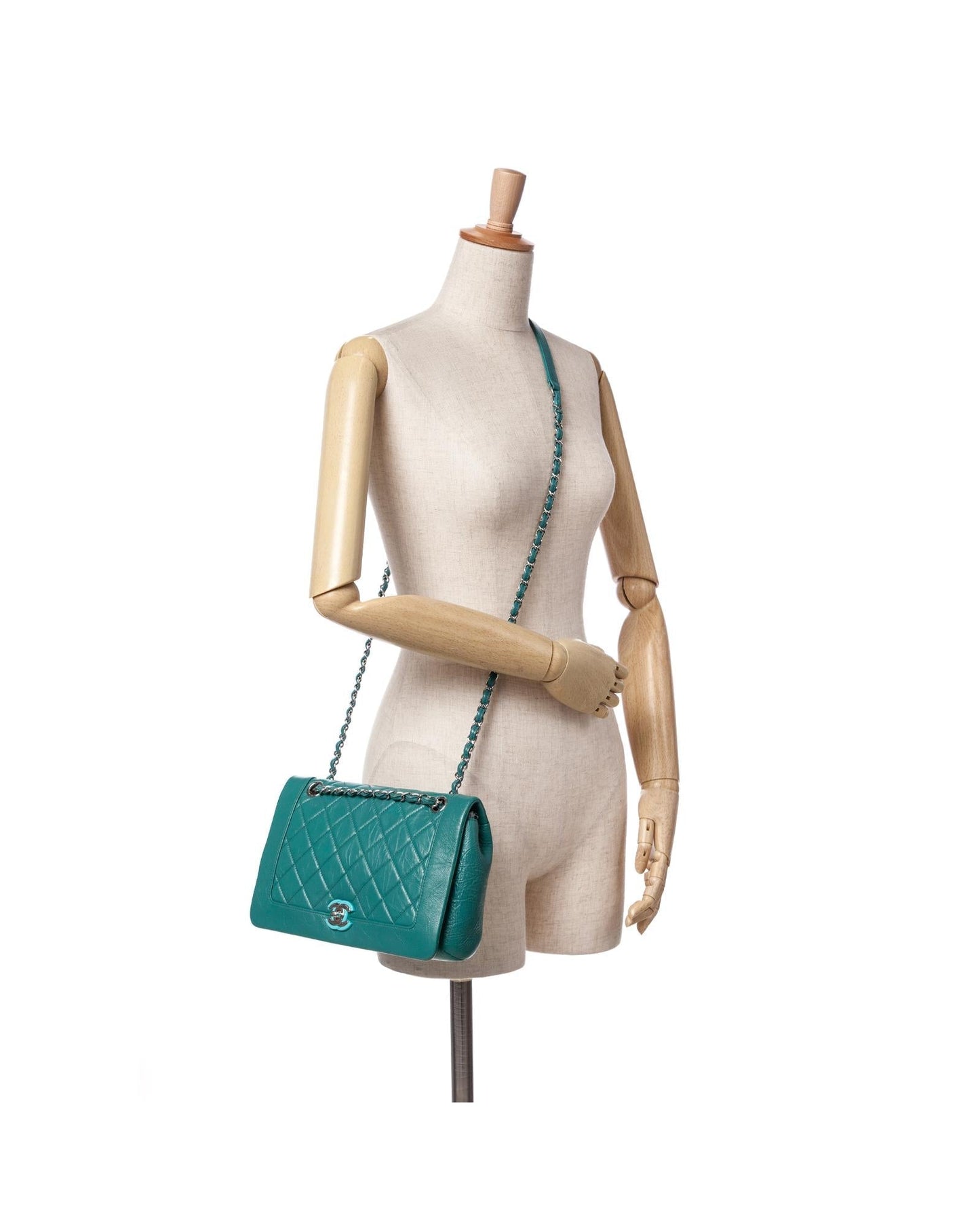 Medium Crumpled Calfskin Vintage Full Flap Crossbody Bag