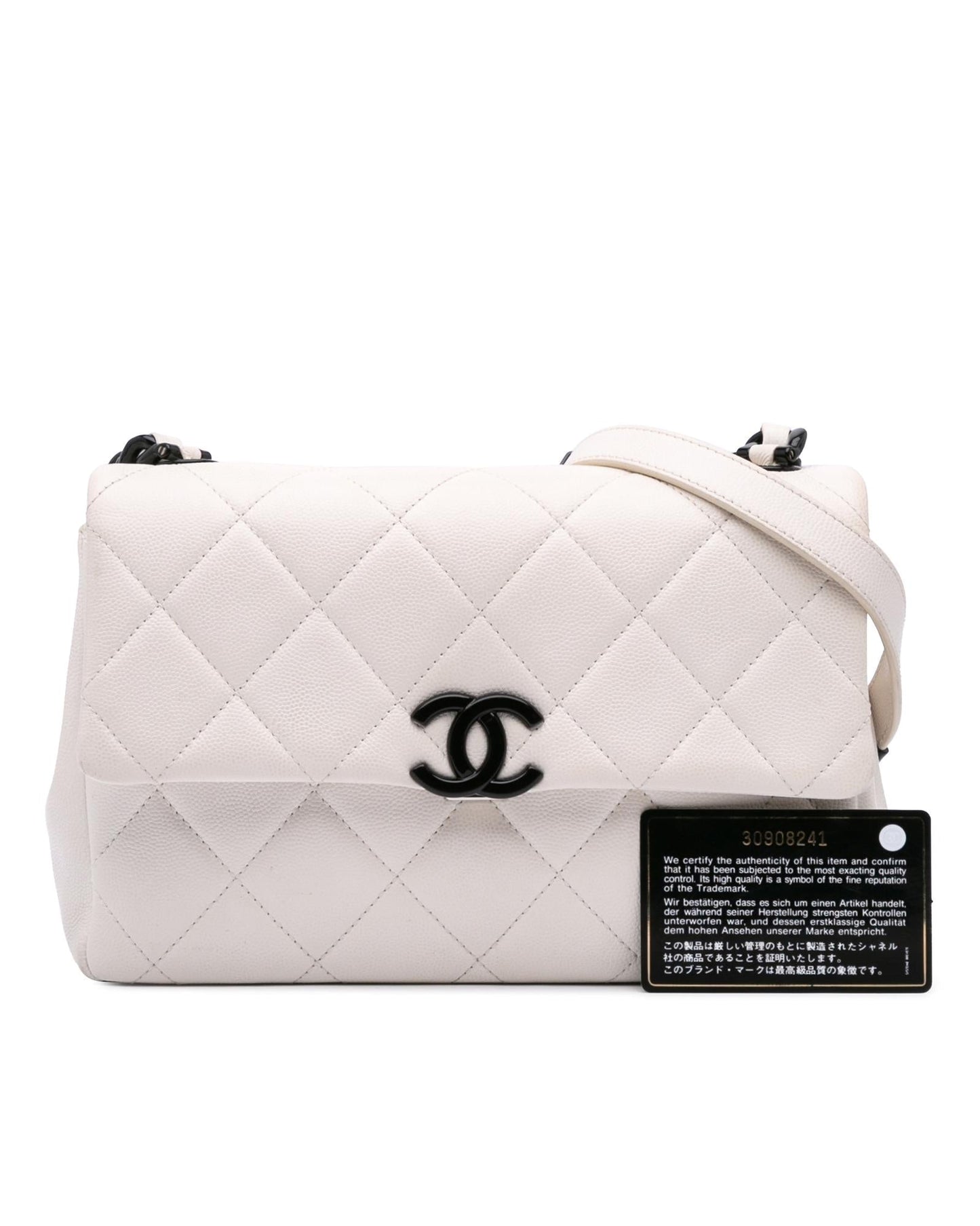 Medium Quilted Caviar Leather Crossbody Bag with Chain Strap