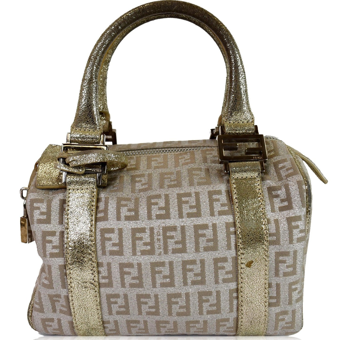Fendi Luxury Leather Gold Handbag