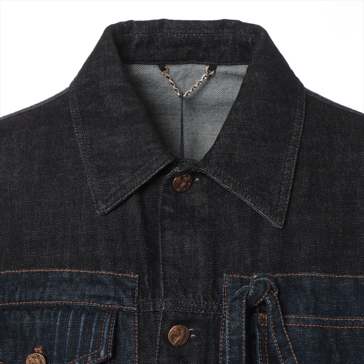 Louis Vuitton 22AW Cotton Denim Jacket 48 Mens Black X Blue Denim Jacket 1ANU RM222V