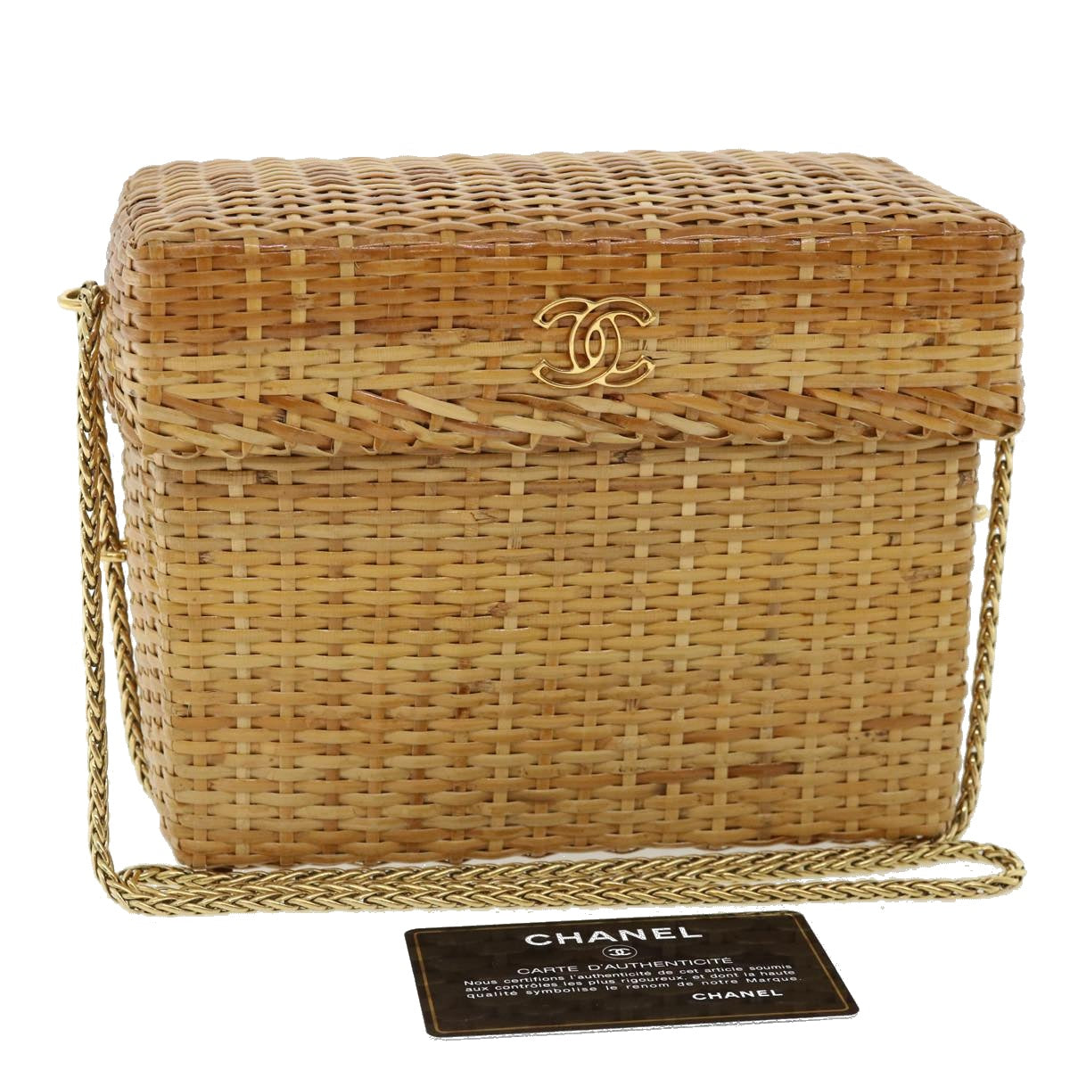 Chanel Leather Beige Chain Shoulder Bag