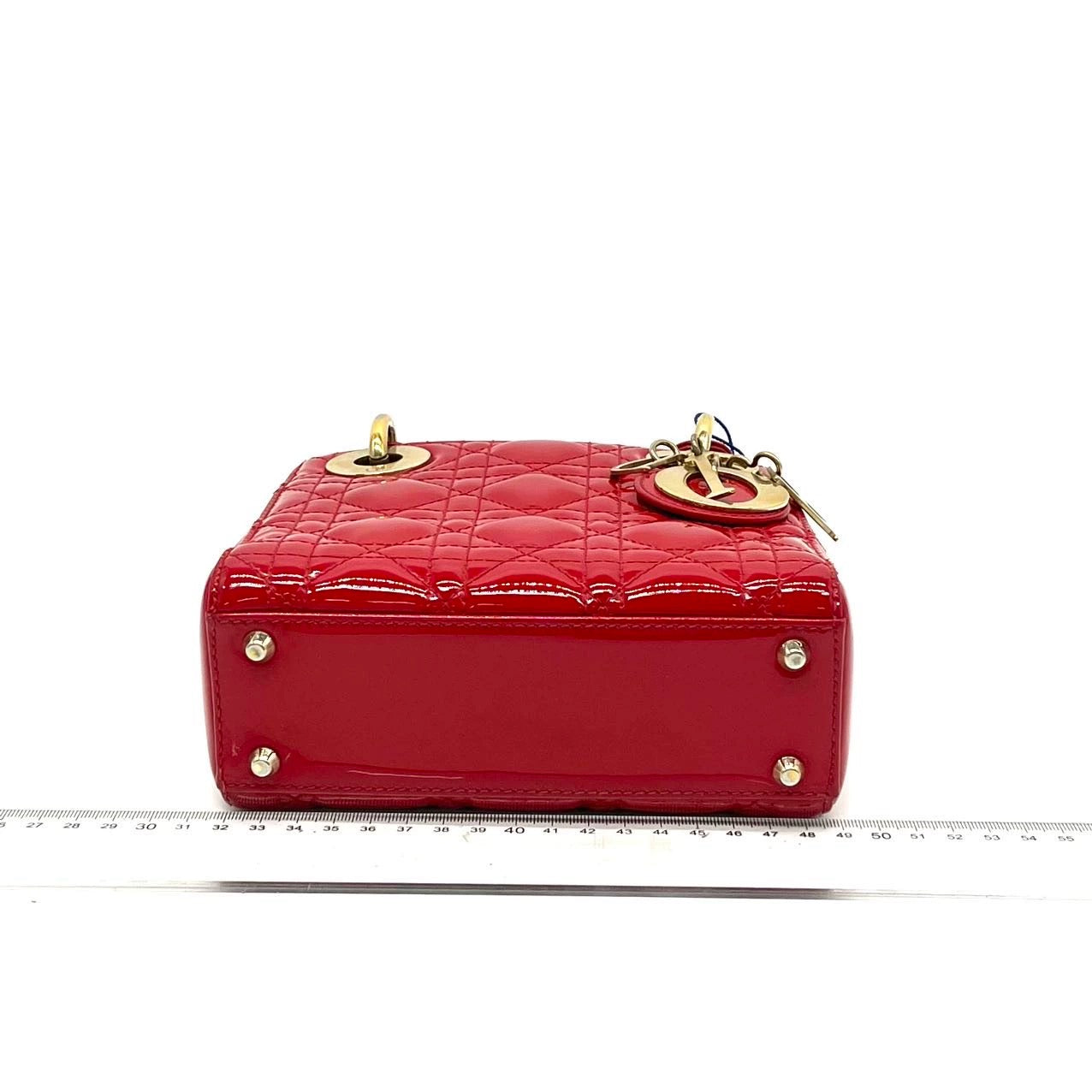 Lady Dior Patent Leather Red Mini handbag with gold hardware
