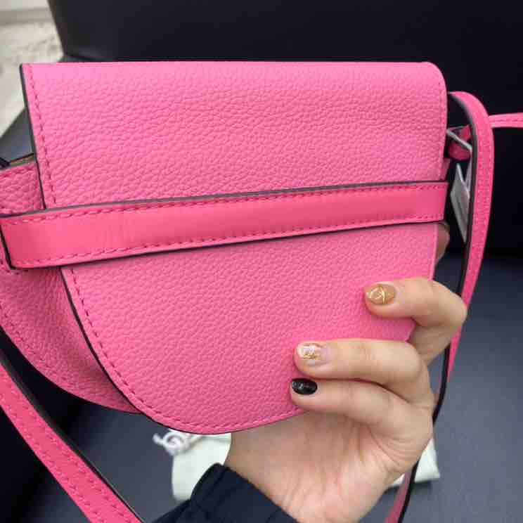 Loewe Mini Gate Crossbody Bag, Pink Leather