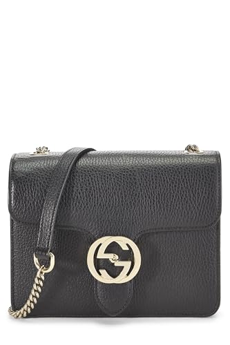 Gucci, Black Leather Interlocking Crossbody Small, Black