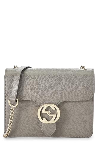 Gucci, Grey Leather Interlocking Crossbody Small, Grey