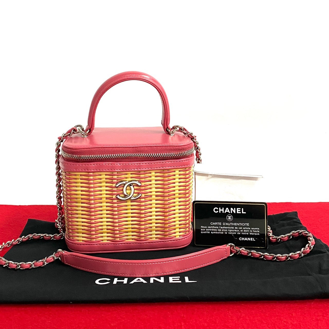 Chanel CC Raffia Vanity Case Natural Crossbody Bag in