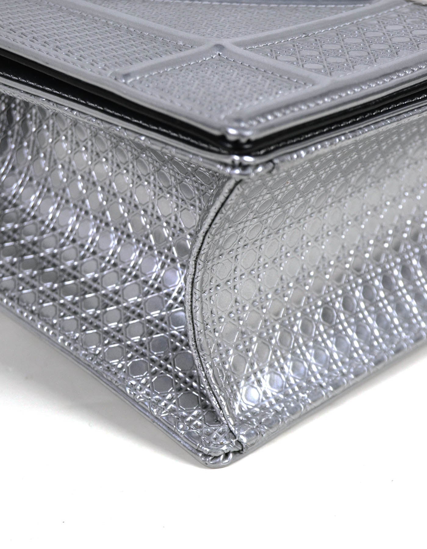 Christian Dior Silver Micro-Cannage Medium Diorama Flap Bag
