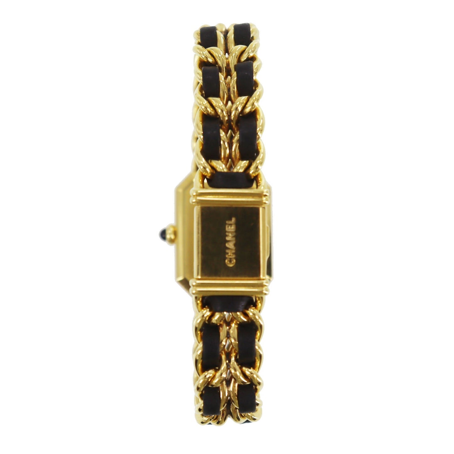CHANEL Premiere Discontinued Wristwatches L Gold Black Quartz #CO501