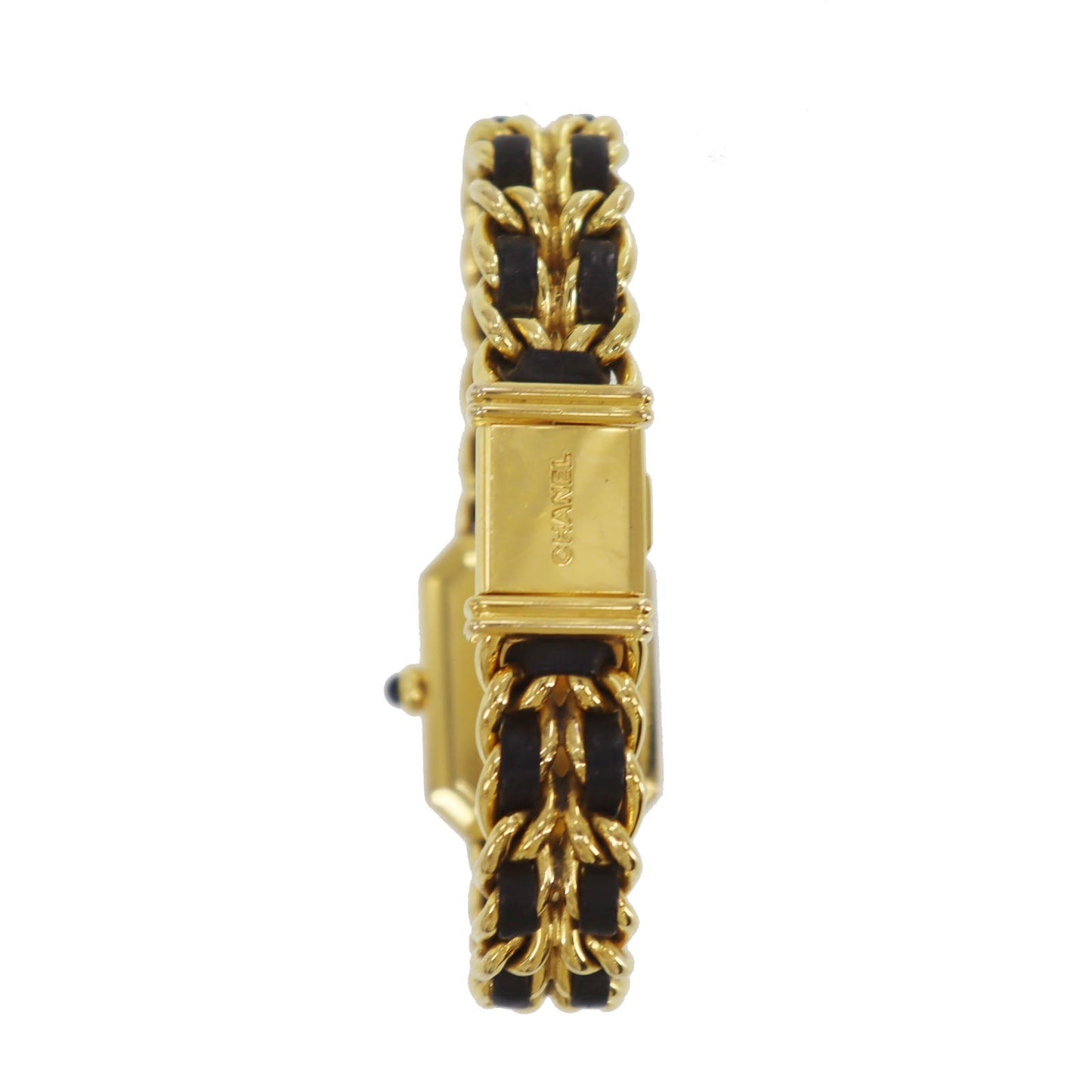 CHANEL Premiere Discontinued Wristwatches L Gold Black Quartz #CW937