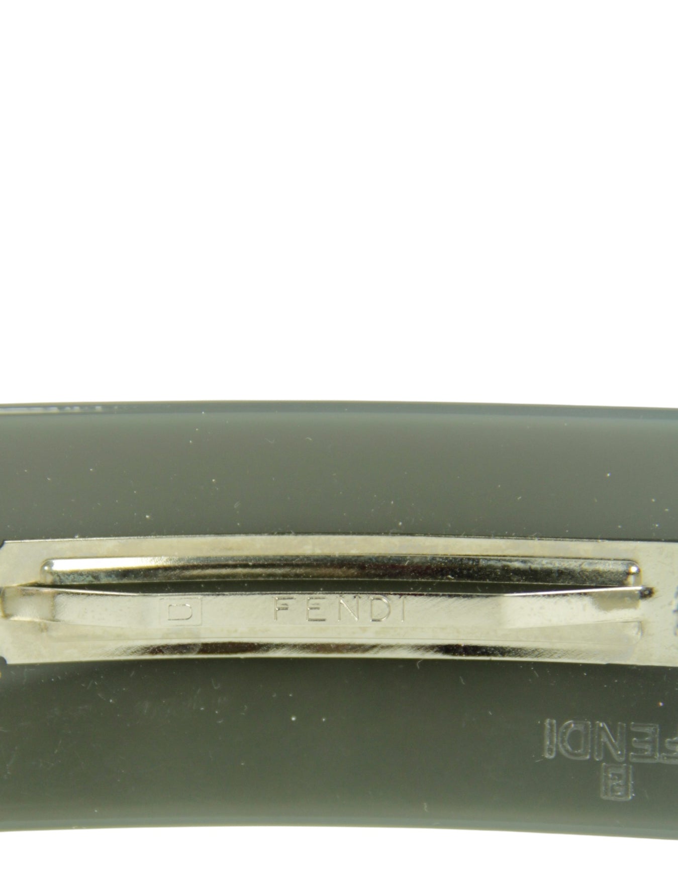 Fendi Grey Resin Logo Hair Barrette