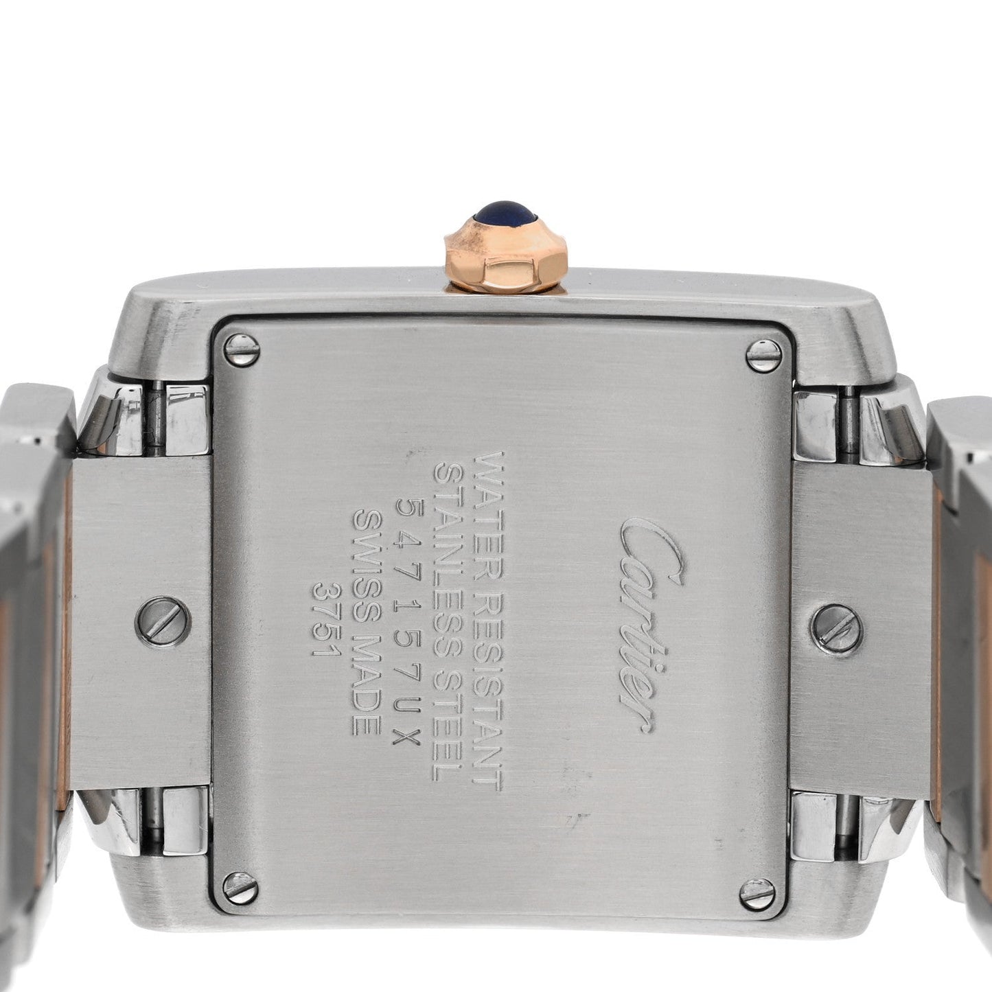 Stainless Steel 18K Pink Gold Diamond 25mm Tank Francaise Quartz Watch