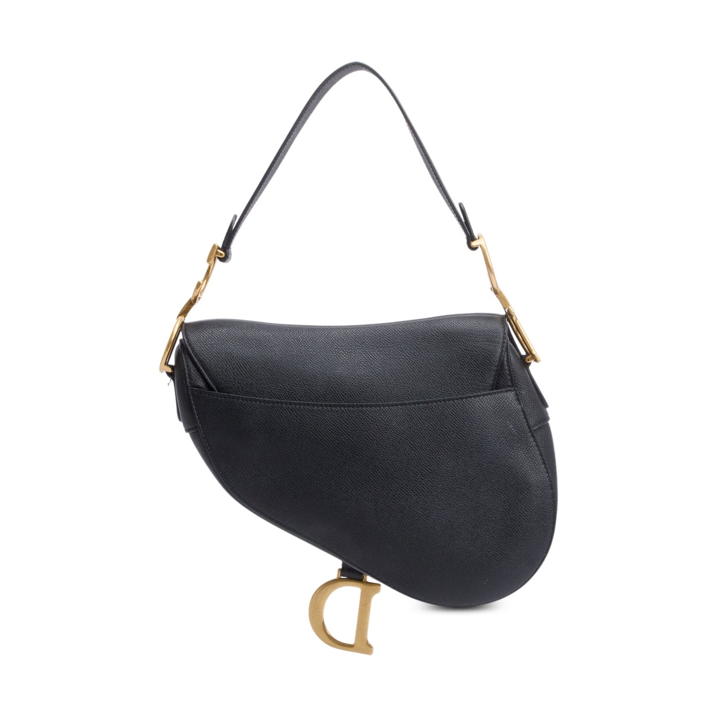Christian Dior 2020 Black Grained Calfskin Leather Saddle Bag