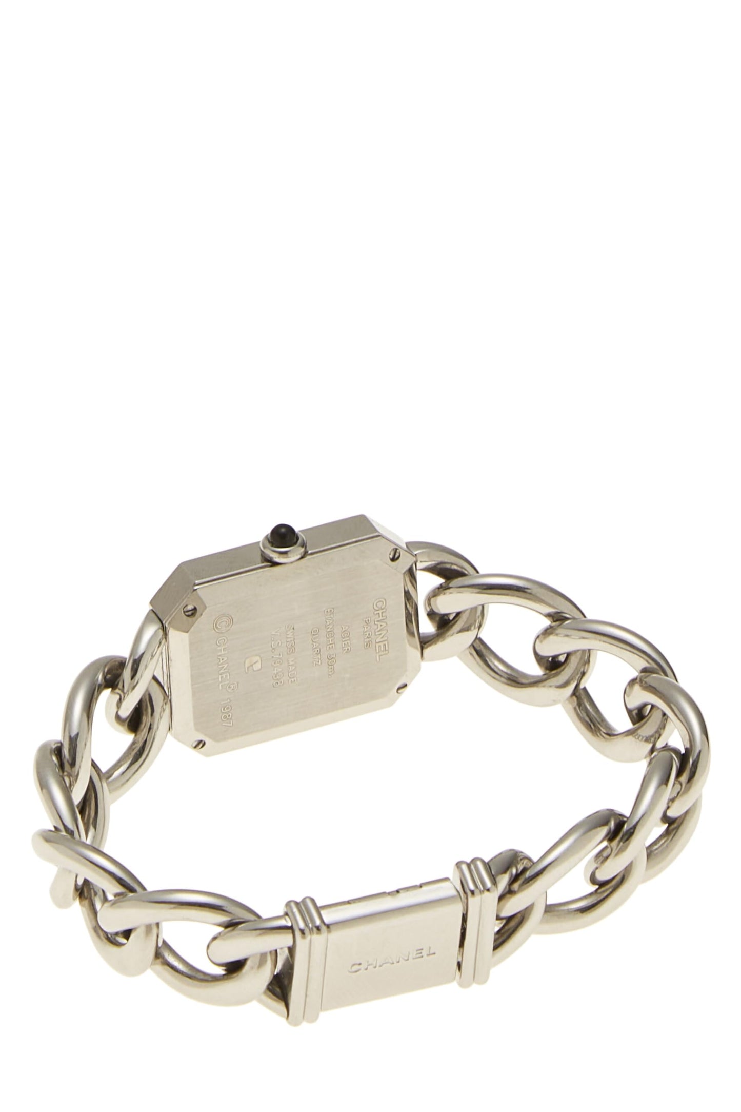 Chanel, Black & Silver Premiere Gourmette Watch, Silver