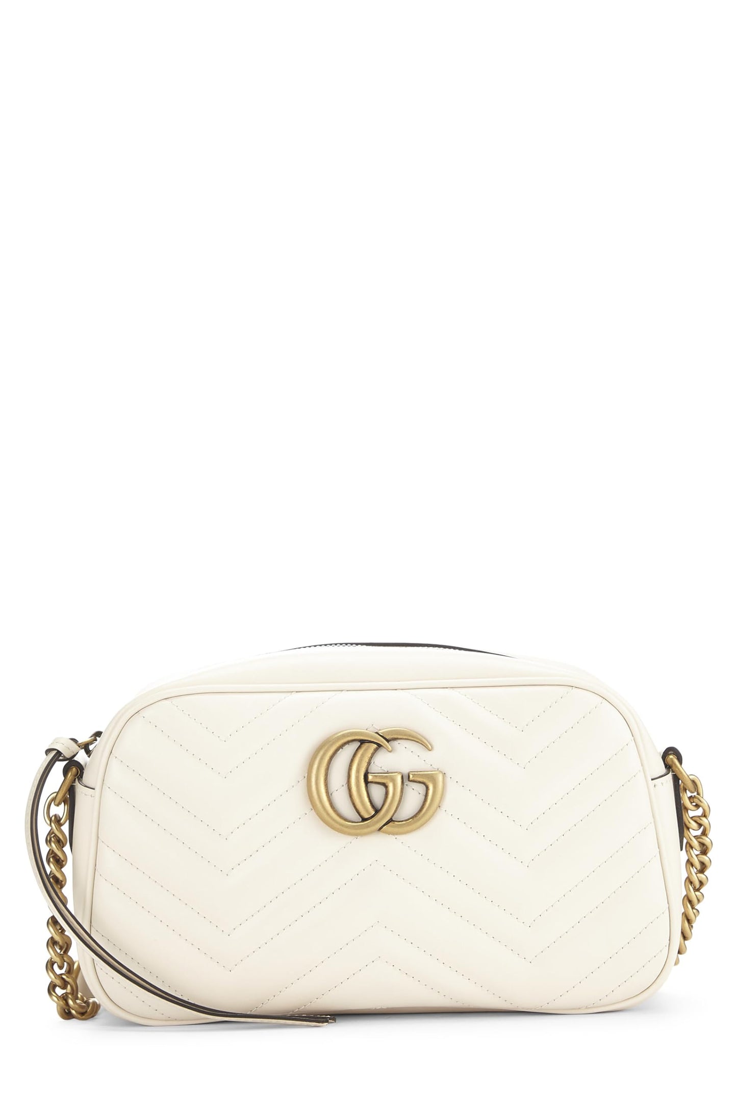 Gucci, White Leather GG Marmont Crossbody Small, White