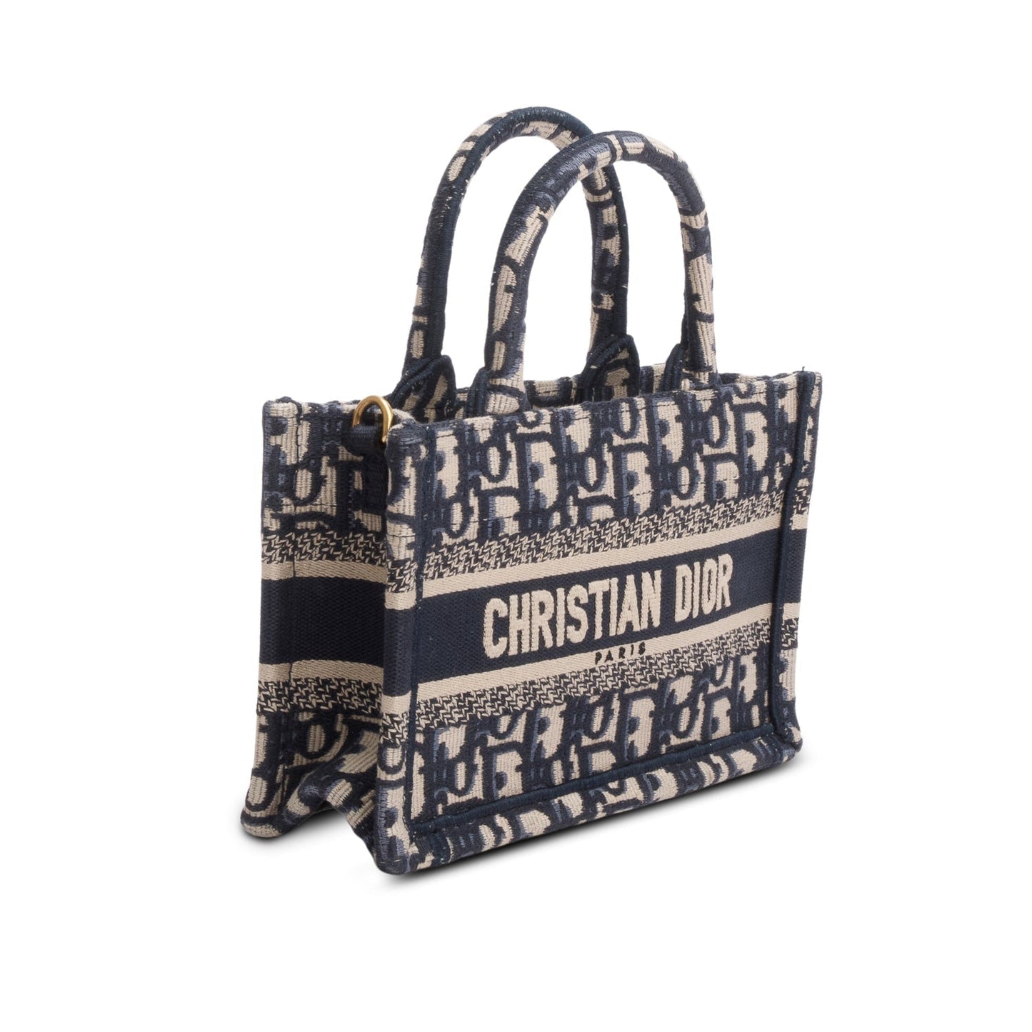 Christian Dior 2024 Blue Oblique Embroidered Mini Book Tote