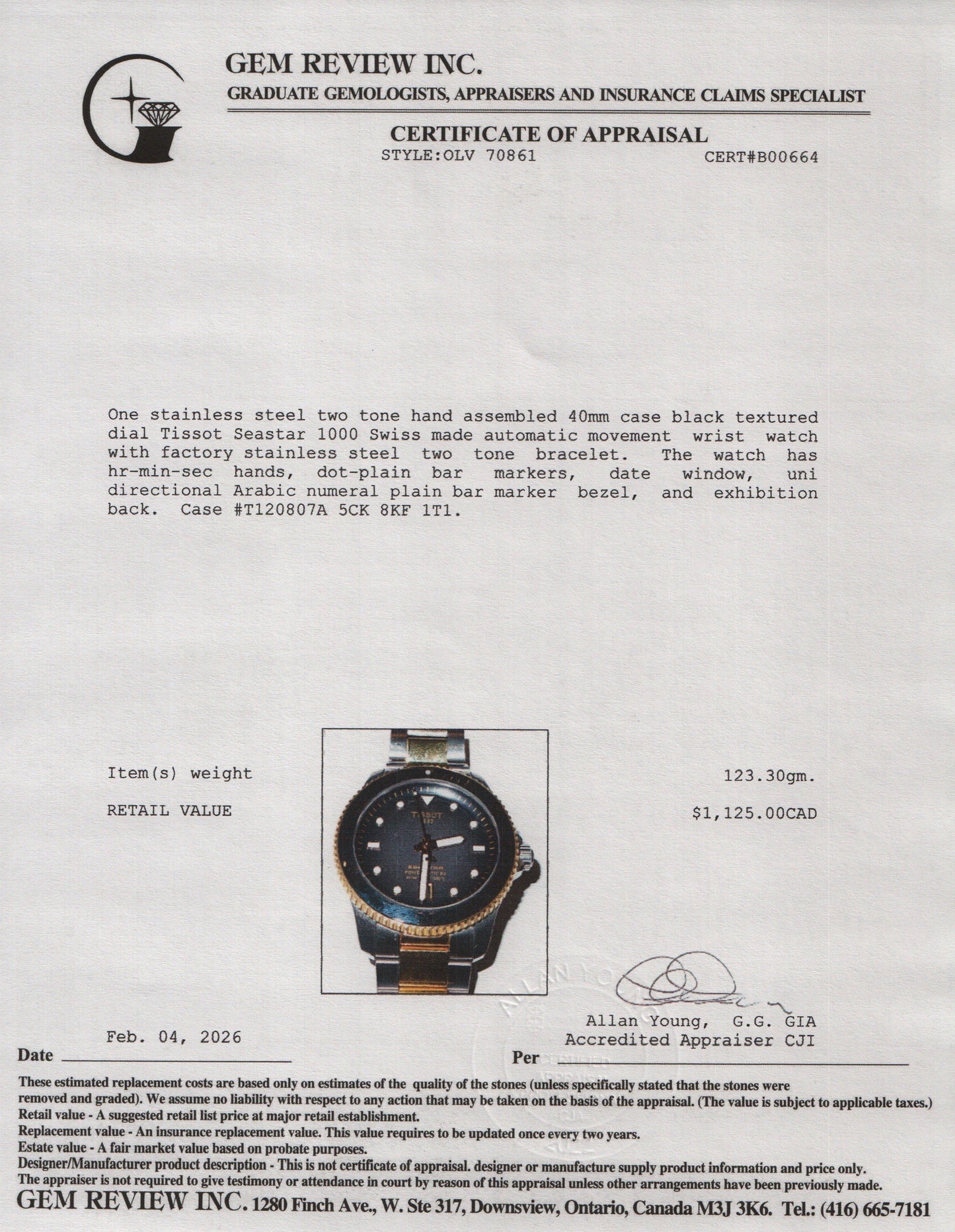 Tissot Two-Tone Stainless Steel Seastar 1000 40 MM Automatic Watch Black Dial