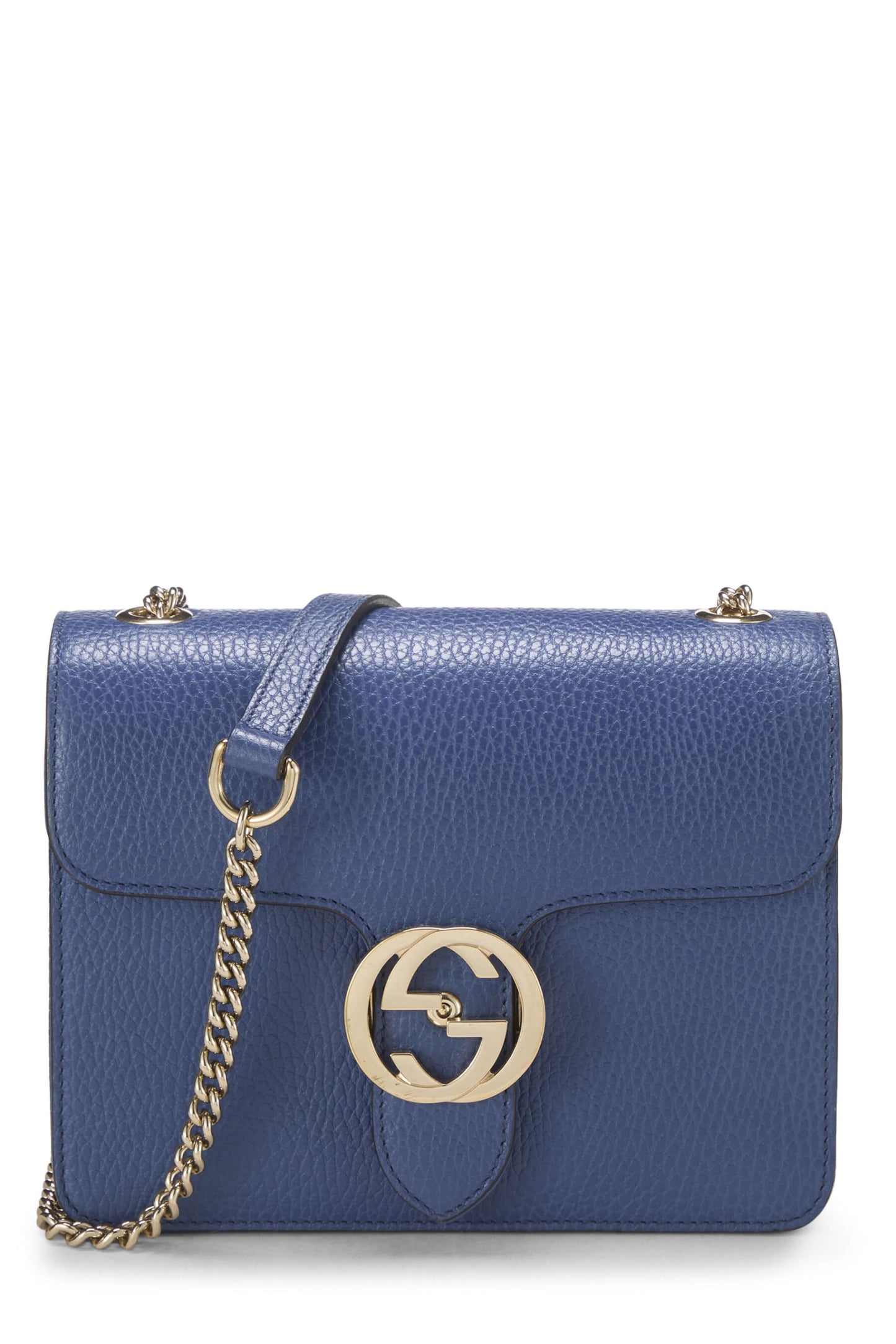 Gucci, Blue Leather Interlocking Crossbody Small, Blue