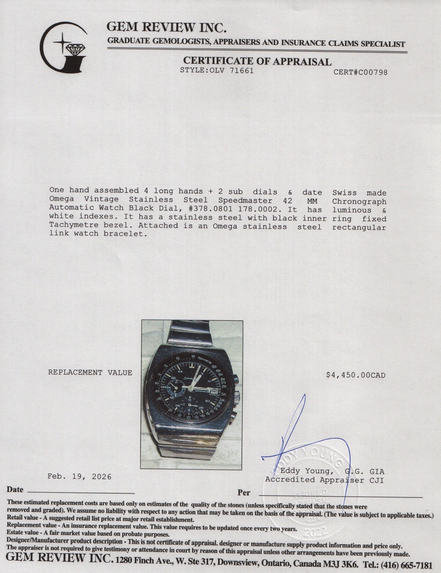 Omega Vintage Stainless Steel Speedmaster 42 MM Chronograph Automatic Watch Black Dial