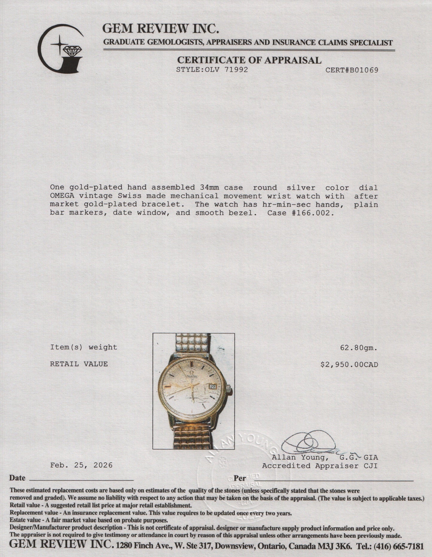 Omega Vintage Gold-Plated Stainless Steel Seamaster Automatic 34 MM Automatic Watch w/ Box & Papers
