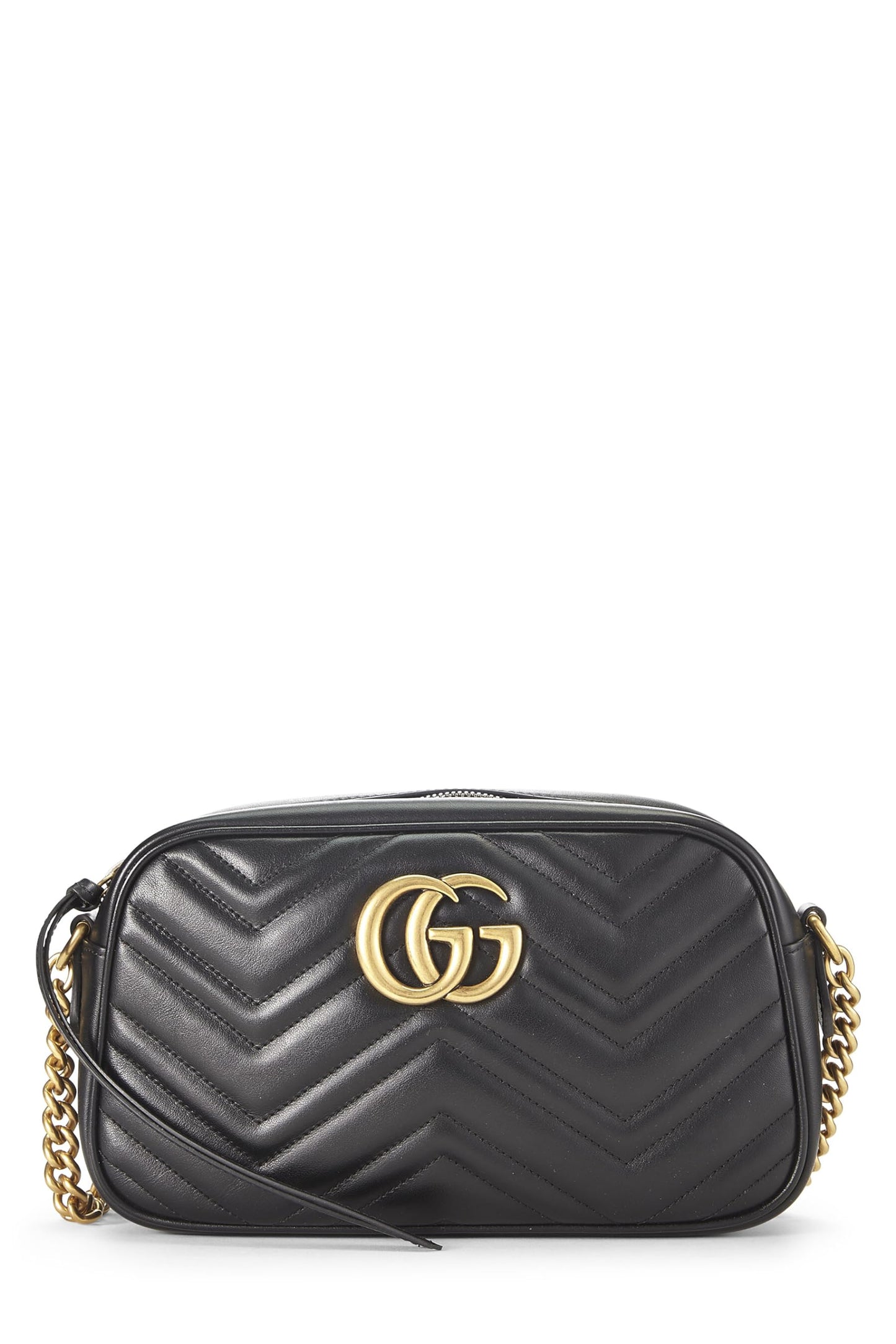 Gucci, Black Leather GG Marmont Crossbody Small, Black
