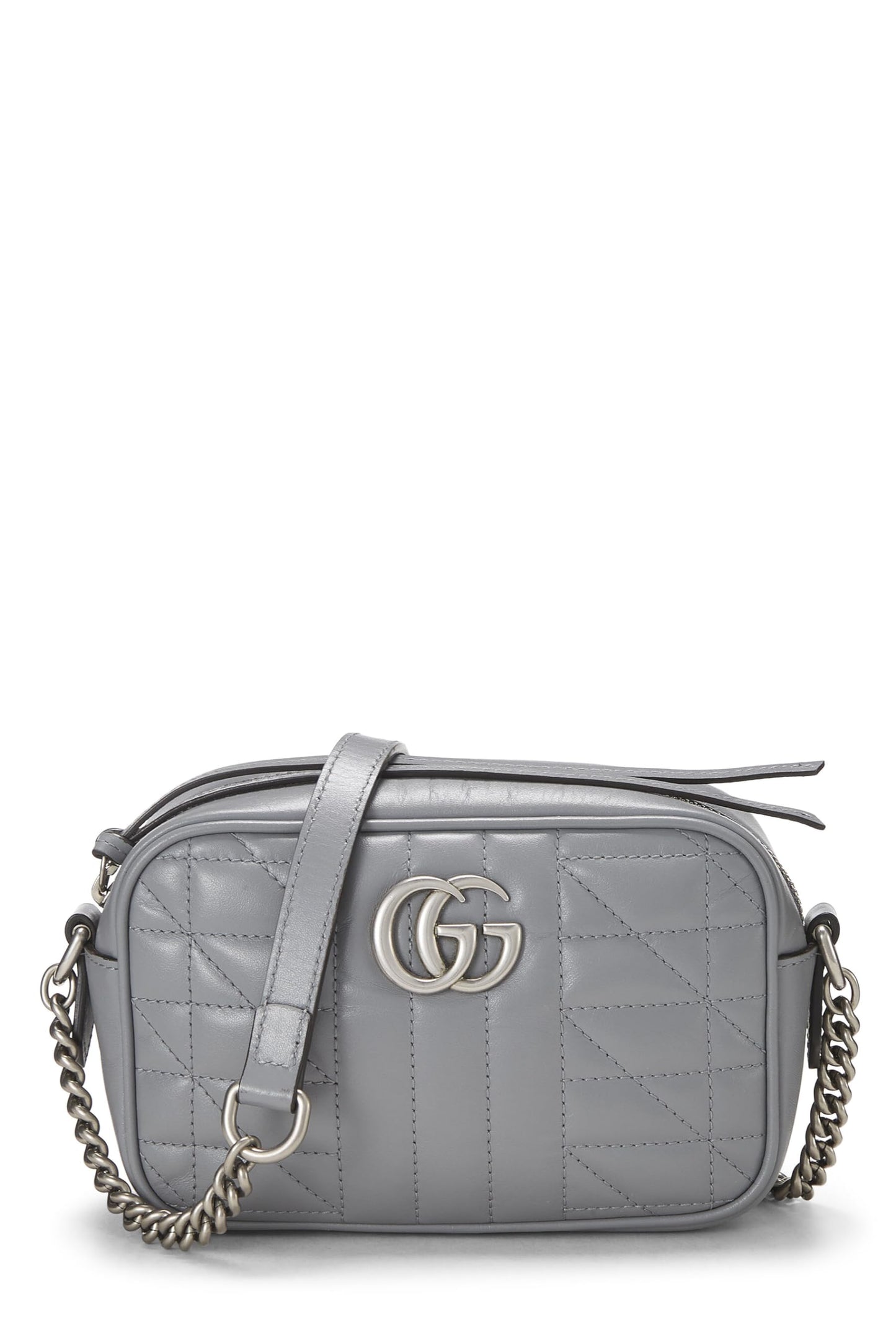 Gucci, Grey Leather GG Marmont Crossbody Mini, Grey