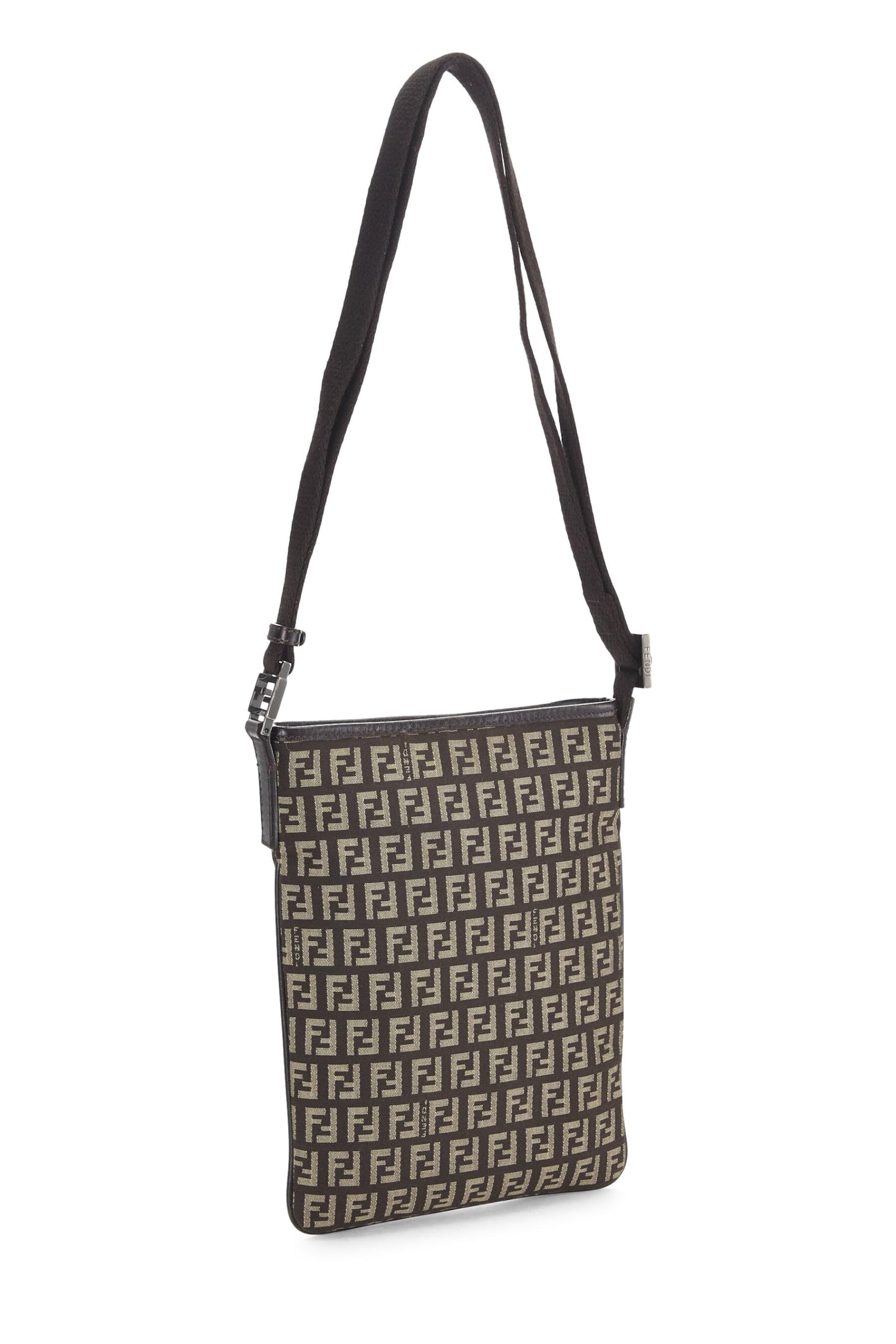 Fendi, Brown Zucchino Canvas Crossbody, Brown