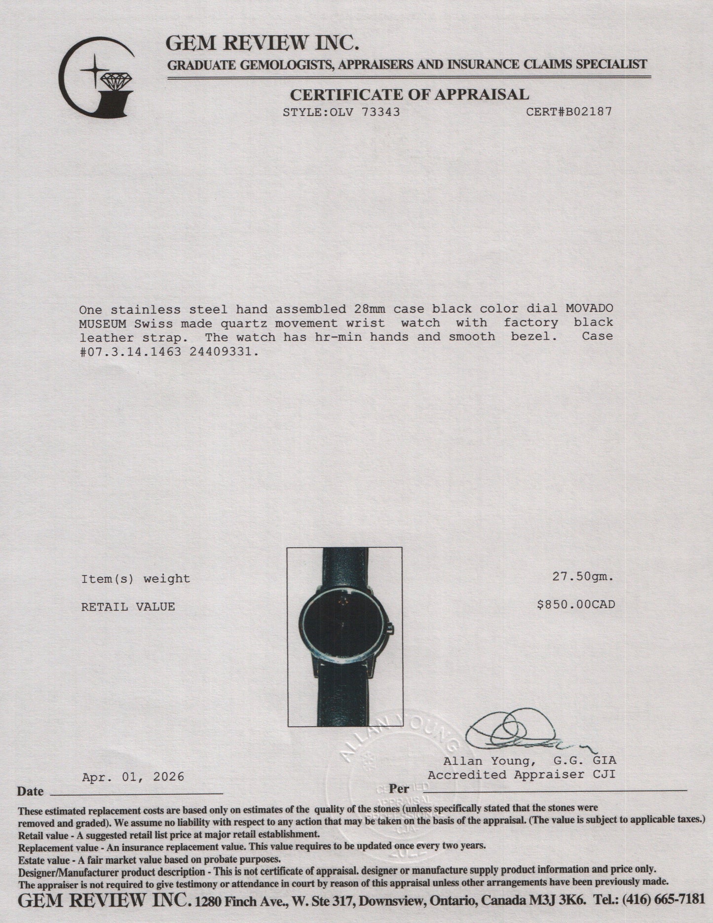 Movado Stainless Steel Museum 28 MM Quartz Watch