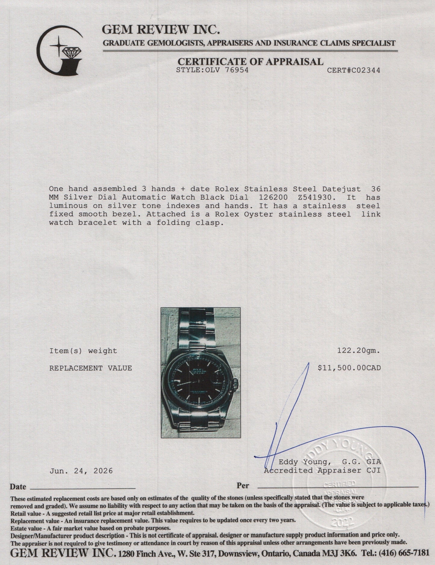 Rolex Stainless Steel Datejust 36 MM Silver Dial Automatic Watch Black Roulette Dial 126200