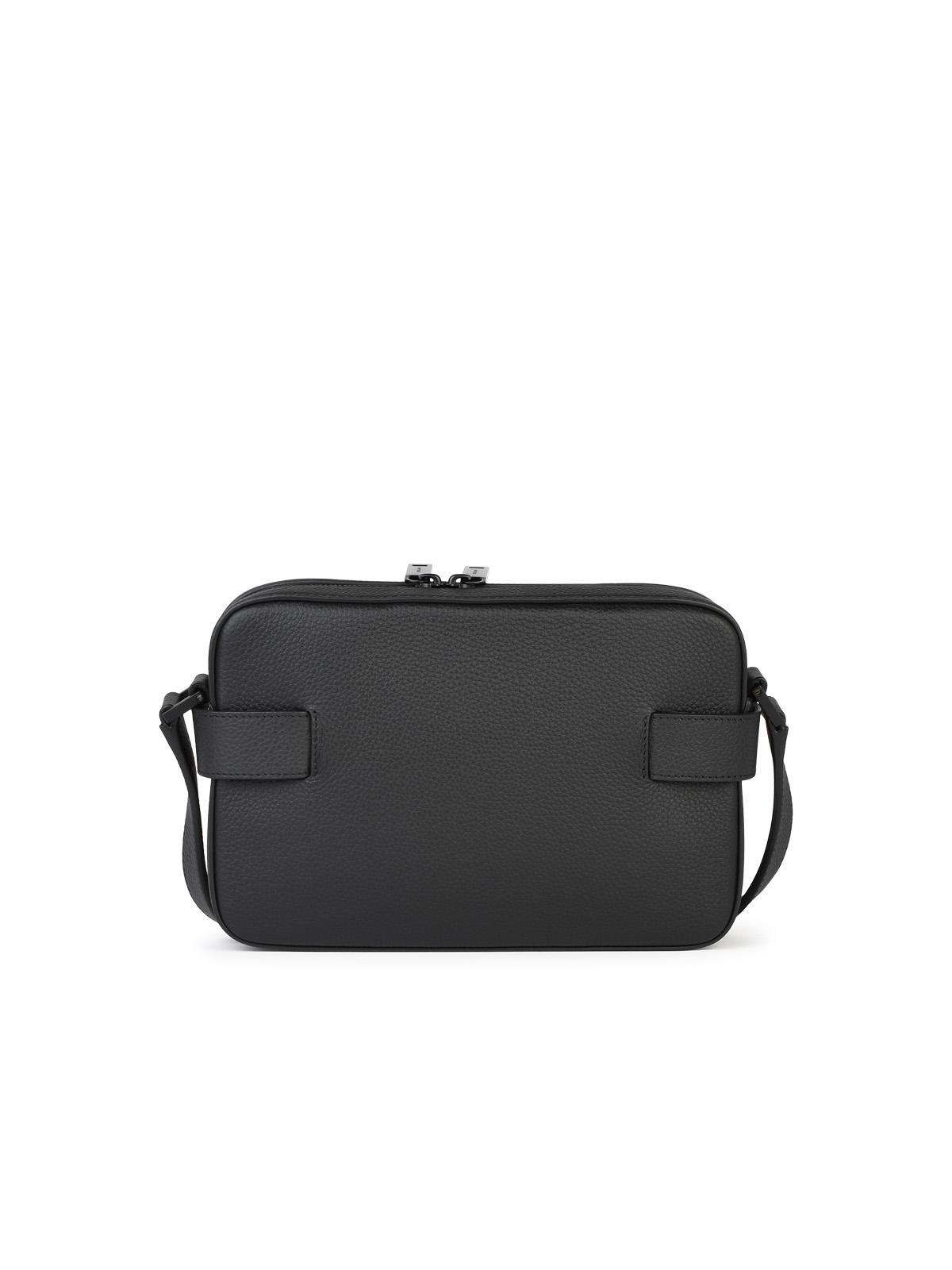 Salvatore Ferragamo 'Twins Zip' Black Leather Crossbody Bag Man