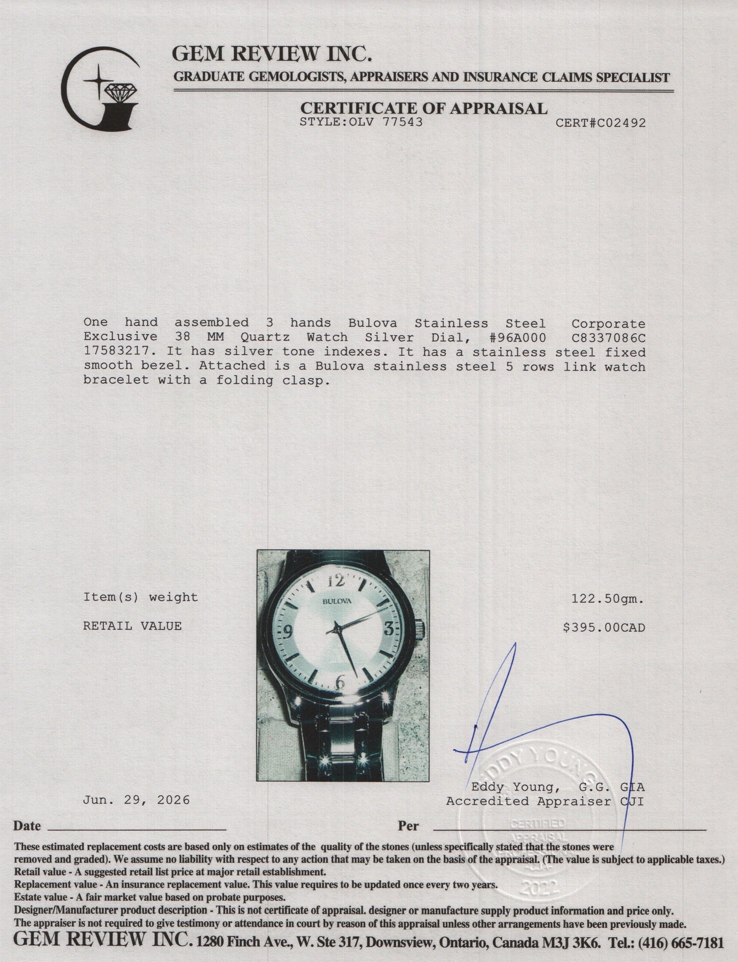 Bulova Stainless Steel Corporate Exclusive 38 MM Quartz Watch Silver Dial 96A000 w/ Box