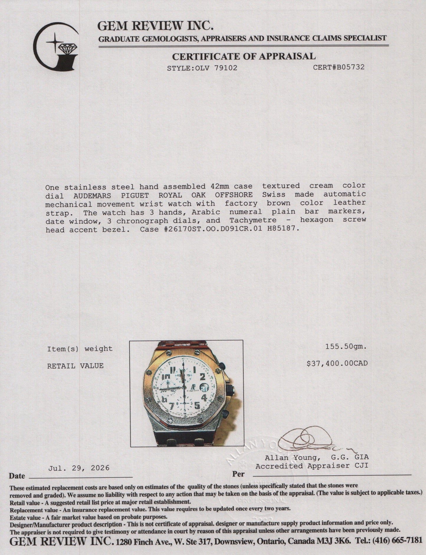 Audemars Piguet Stainless Steel Royal Oak Offshore 42 MM Automatic Chronograph Watch White Dial w/ Box & Papers