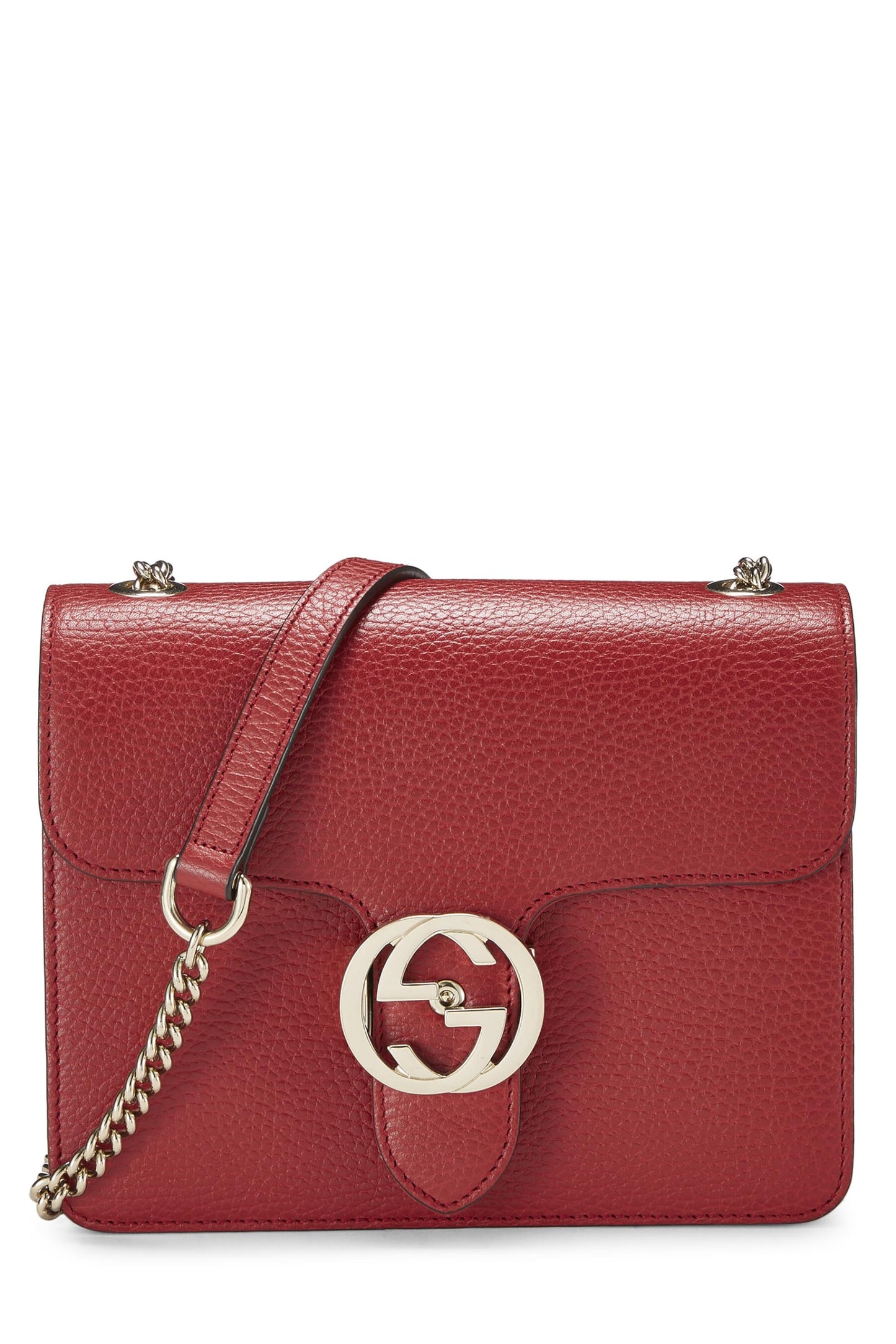 Gucci, Red Leather Interlocking GG Crossbody, Red