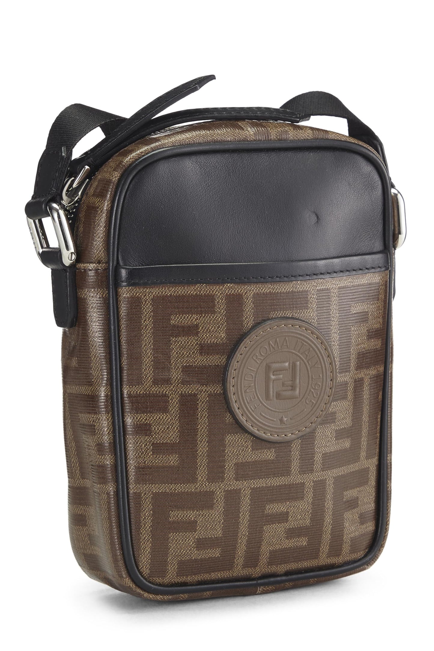 Fendi, Black & Brown Zucca Coated Canvas Crossbody Bag, Black