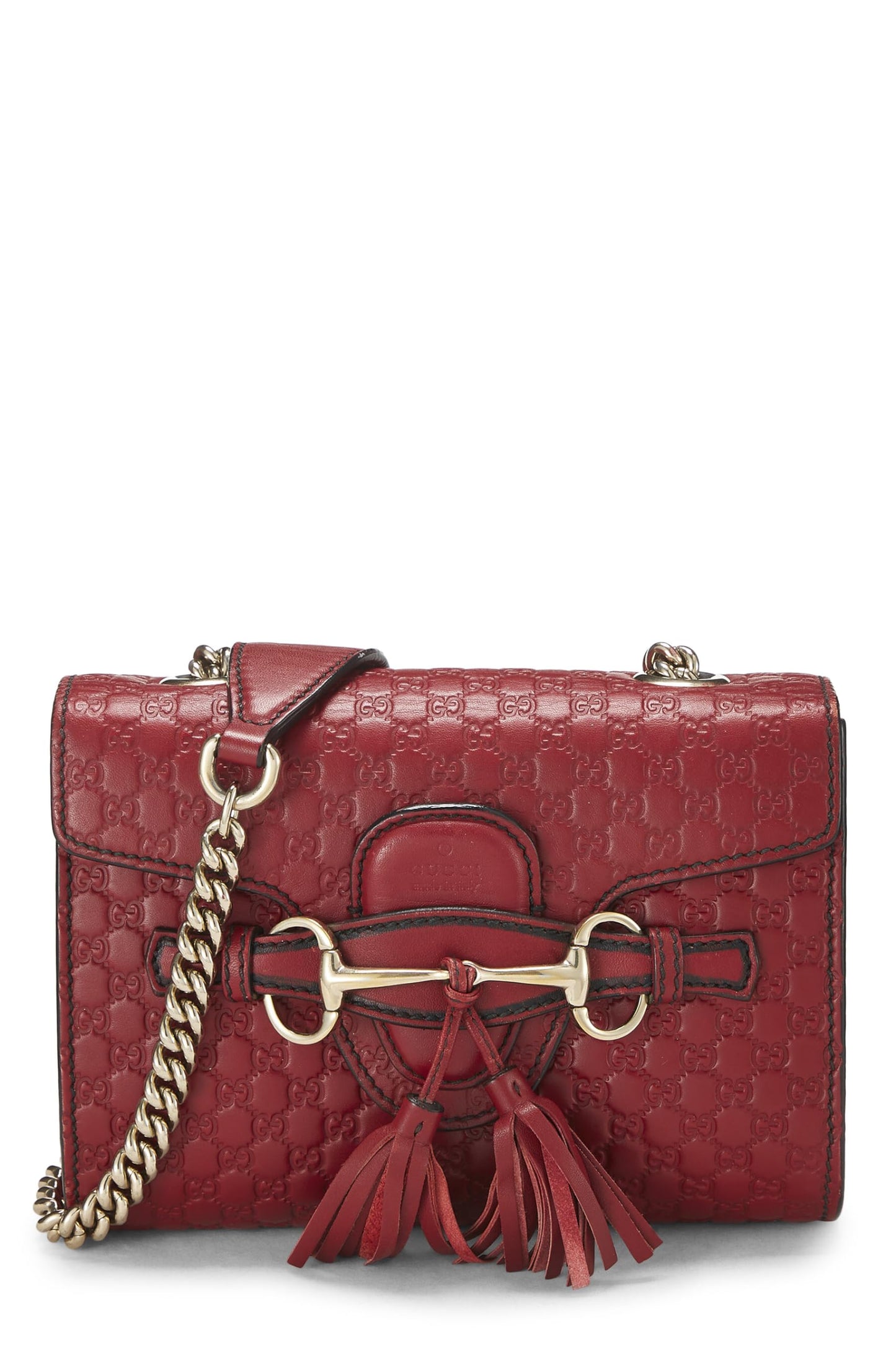 Gucci, Red Microguccissima Leather Emily Chain Crossbody Bag, Red