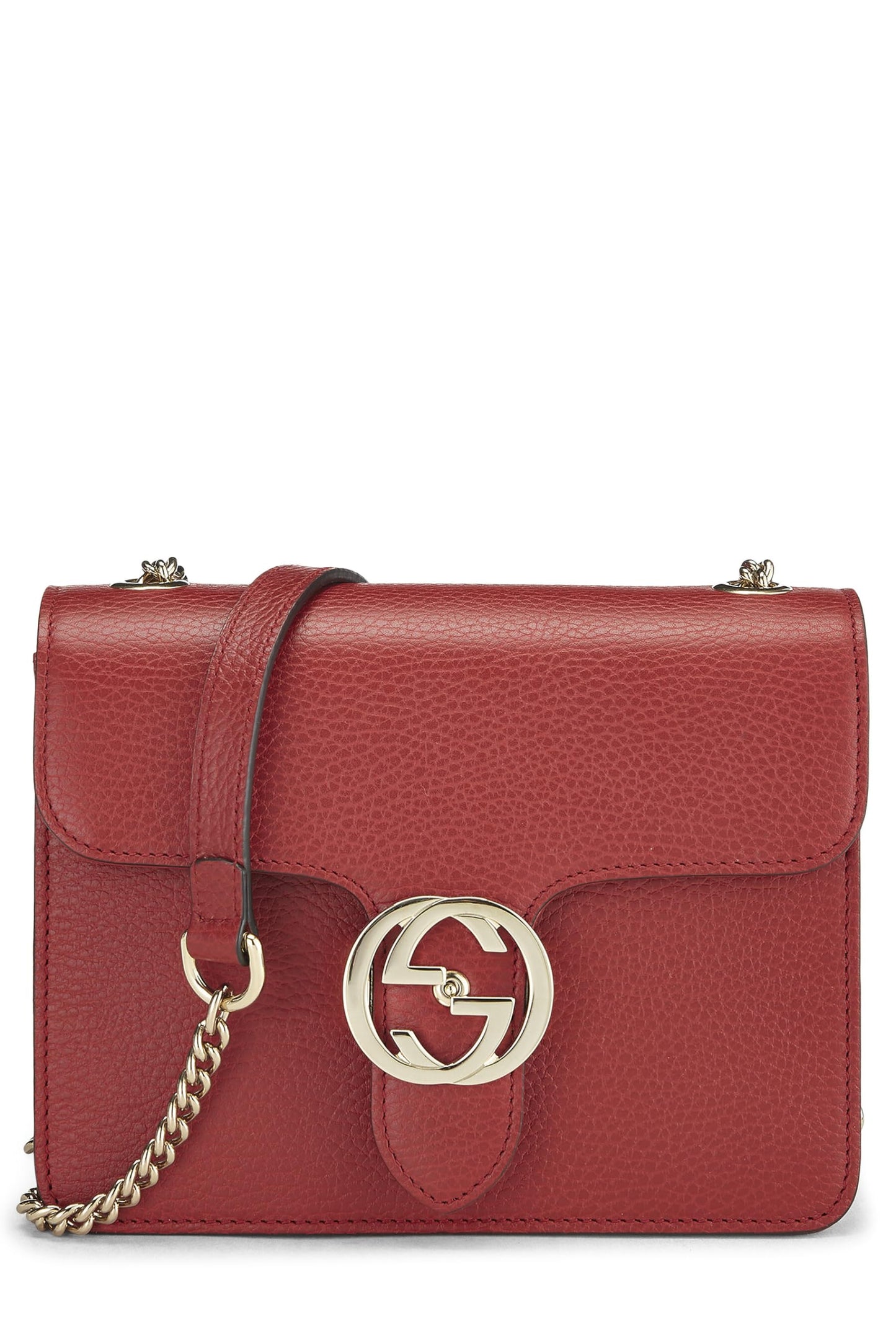 Gucci, Red Leather Interlocking Crossbody Bag Small, Red