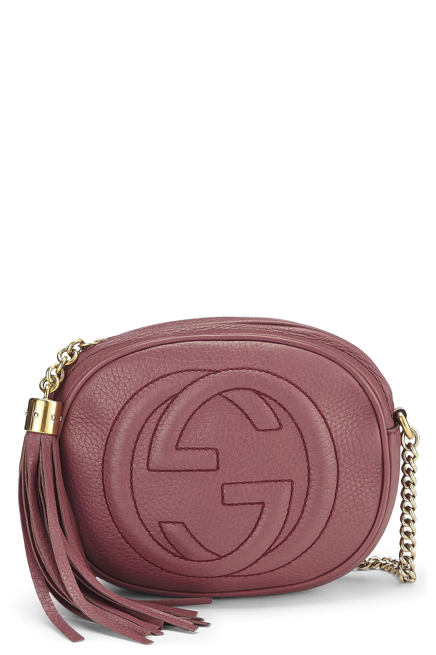 Gucci, Purple Leather Soho Round Chain Crossbody Mini, Purple