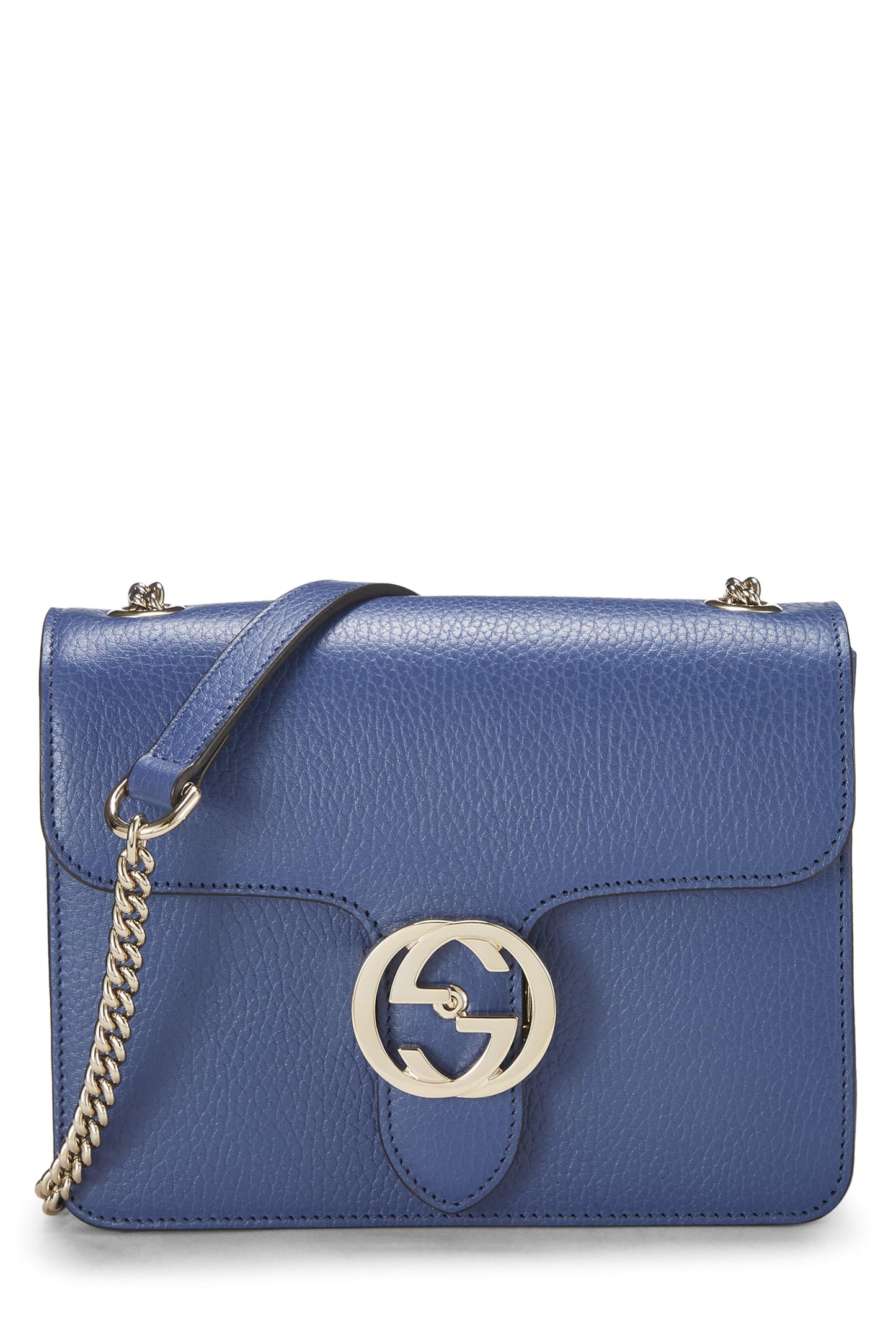 Gucci, Blue Leather Interlocking Crossbody Small, Blue