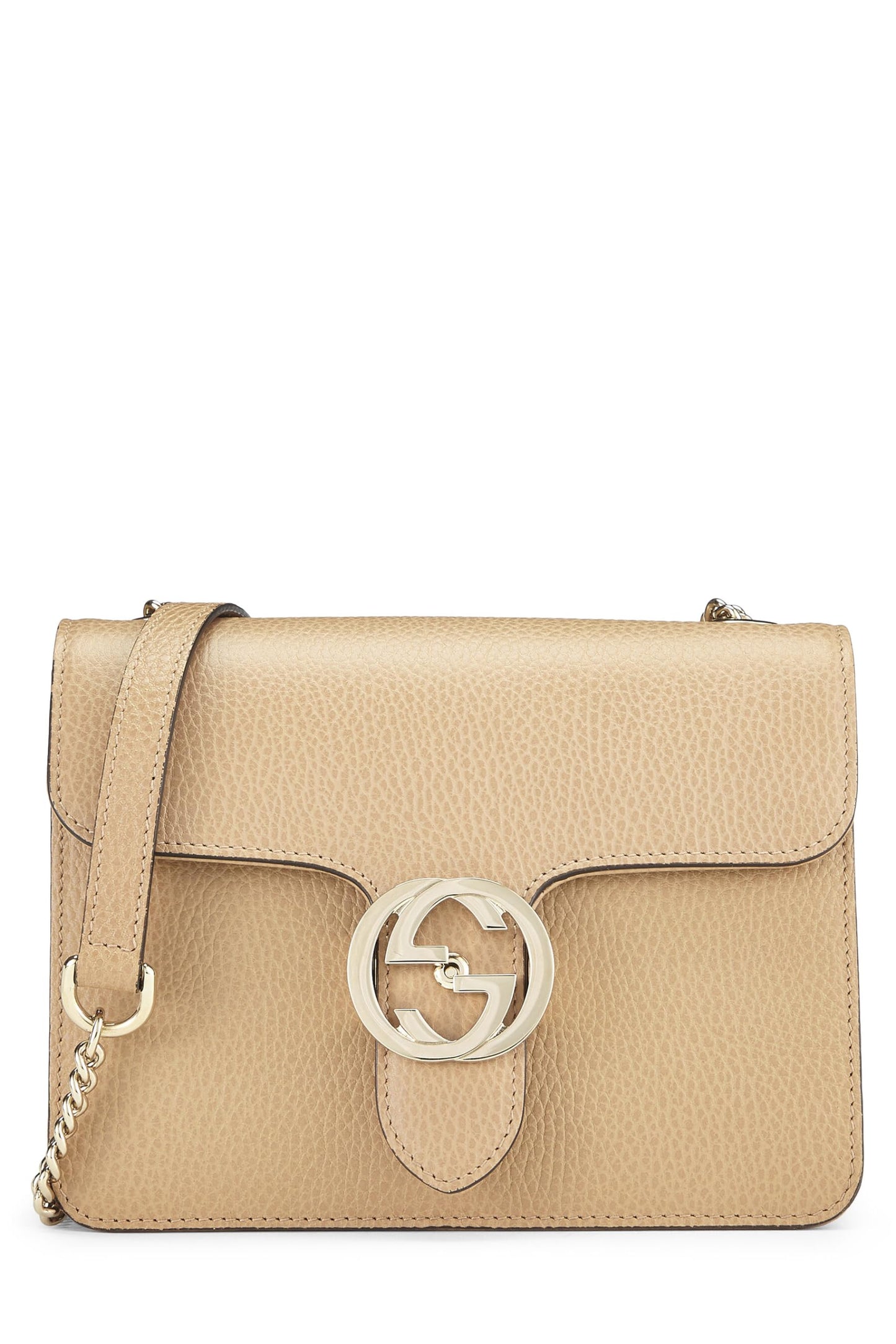 Gucci, Beige Leather Interlocking Crossbody, Beige