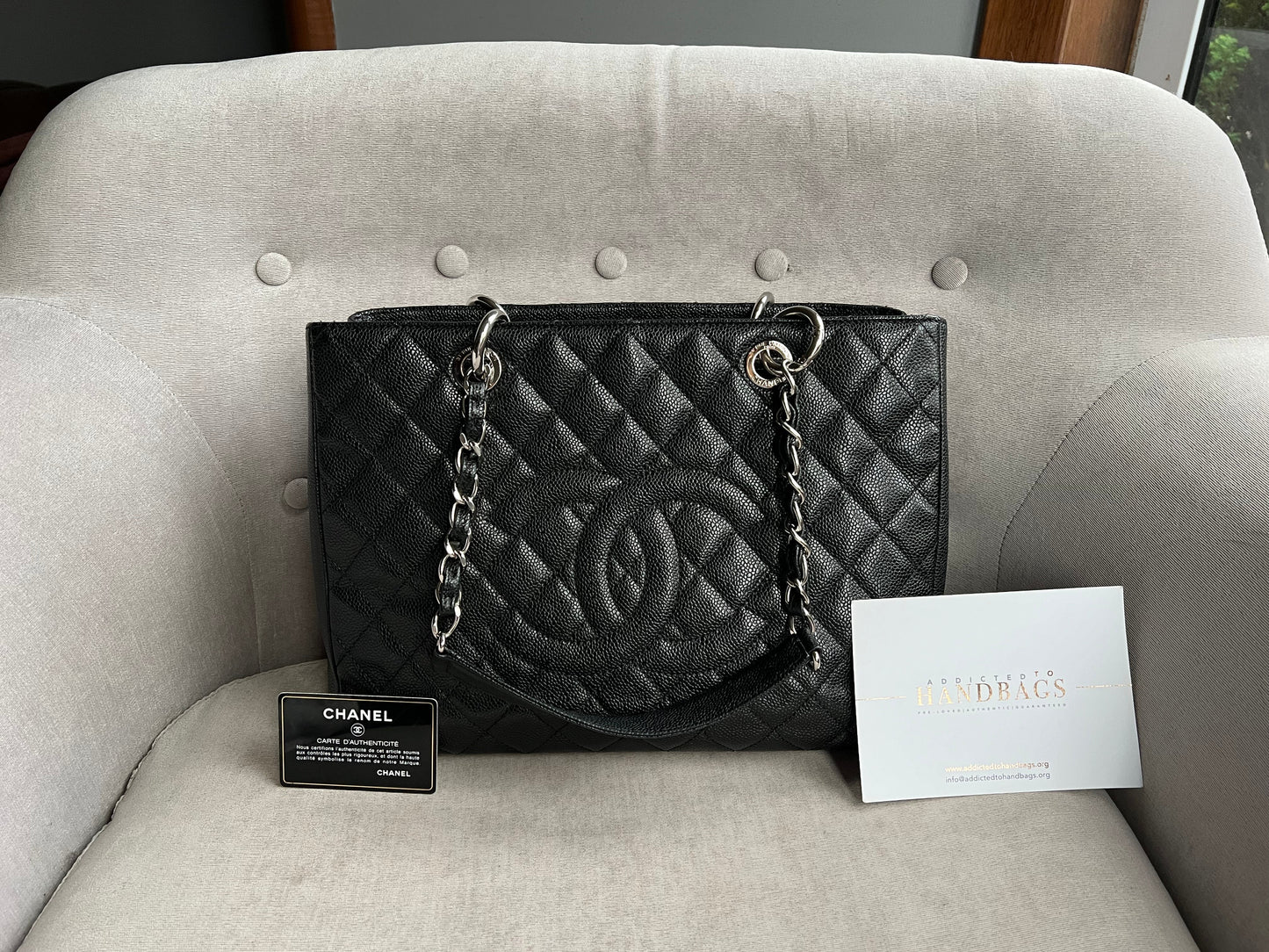 Chanel Caviar Black Silver Tote Style