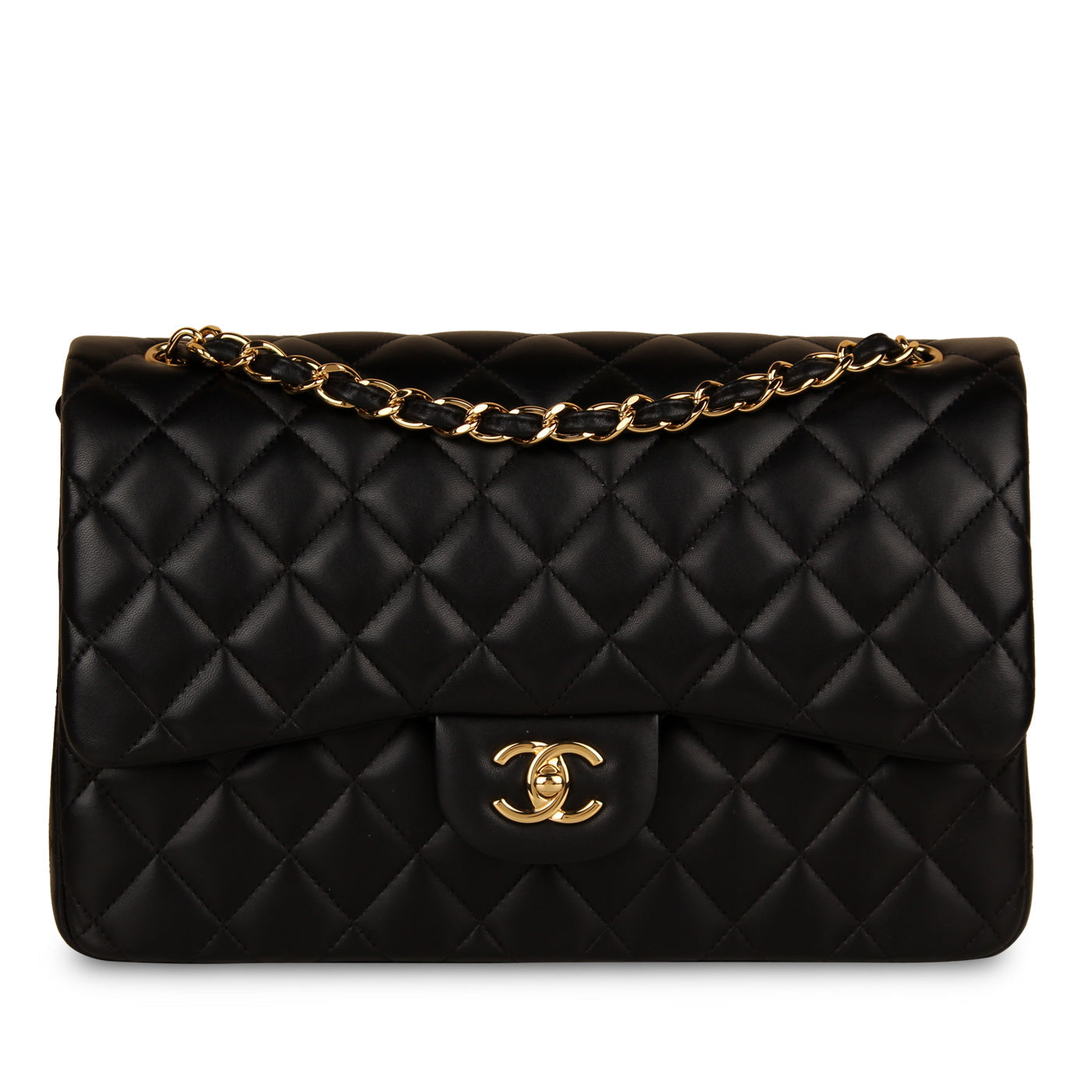 Chanel Classic Flap Lambskin Black Shoulder Bag Style 46