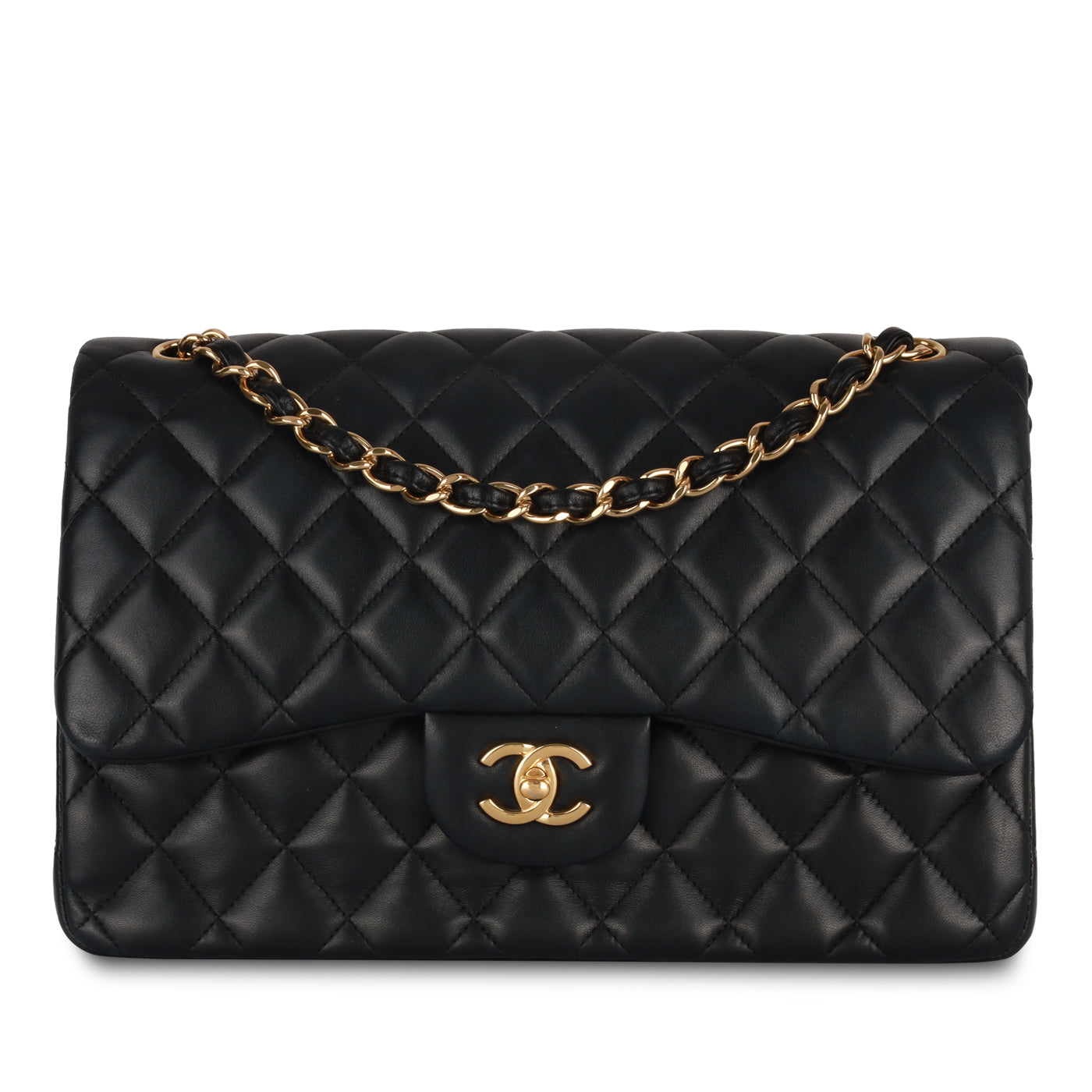 Chanel Classic Flap Lambskin Black Shoulder Bag Style 44