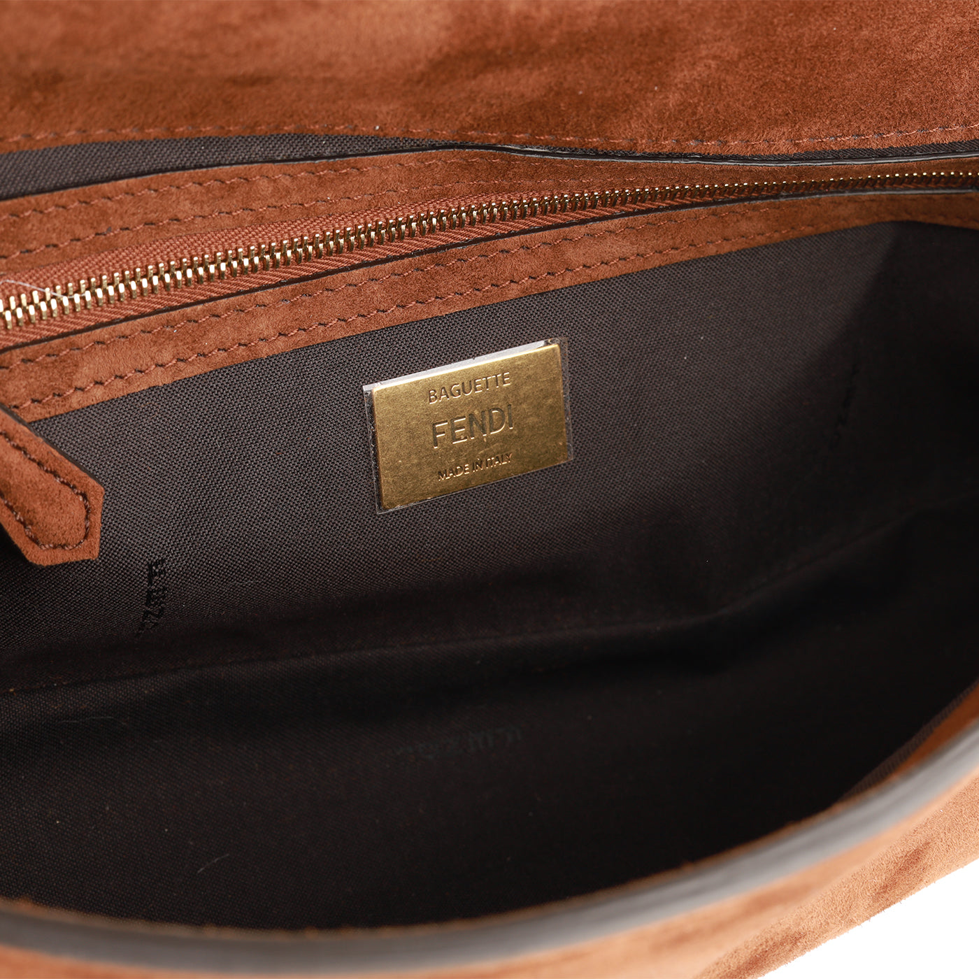 Fendi Baguette Suede Brown Shoulder Bag