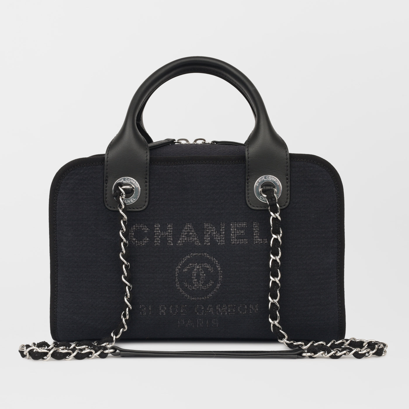 Chanel Deauville Lambskin Black Tote Bag Style 2