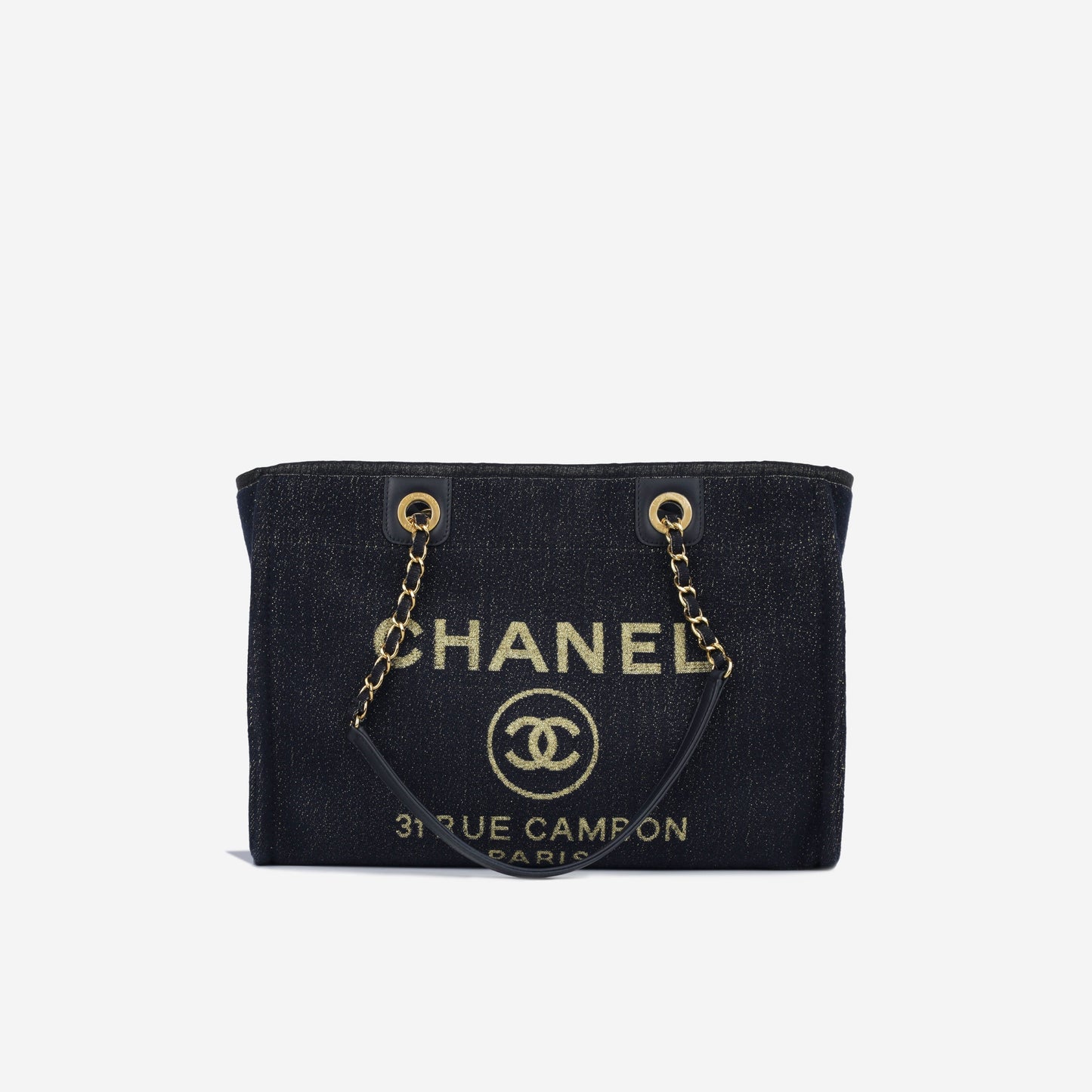 Chanel Deauville Calfskin Gold Tote Bag Calfskin