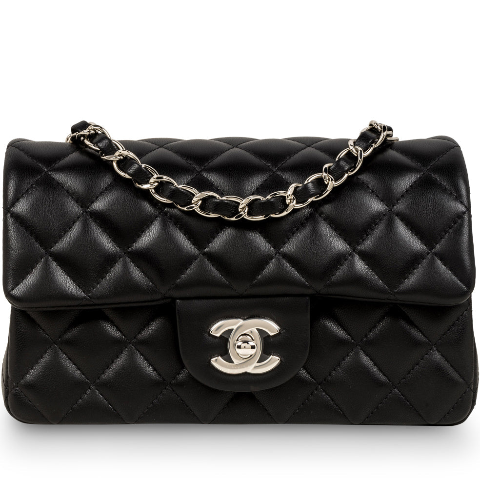 Chanel Classic Flap Lambskin Black Shoulder Bag Style 203