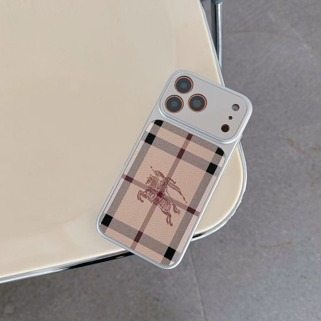 Burberry Phone Case Lens Protector Style for iPhone 13-17 / Pro / Pro Max