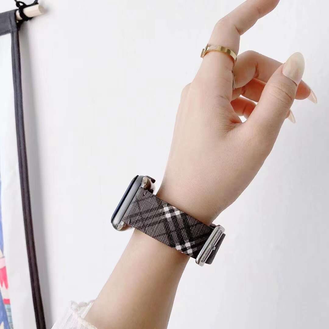 Burberry Watch Band Apple Watches Blue leather