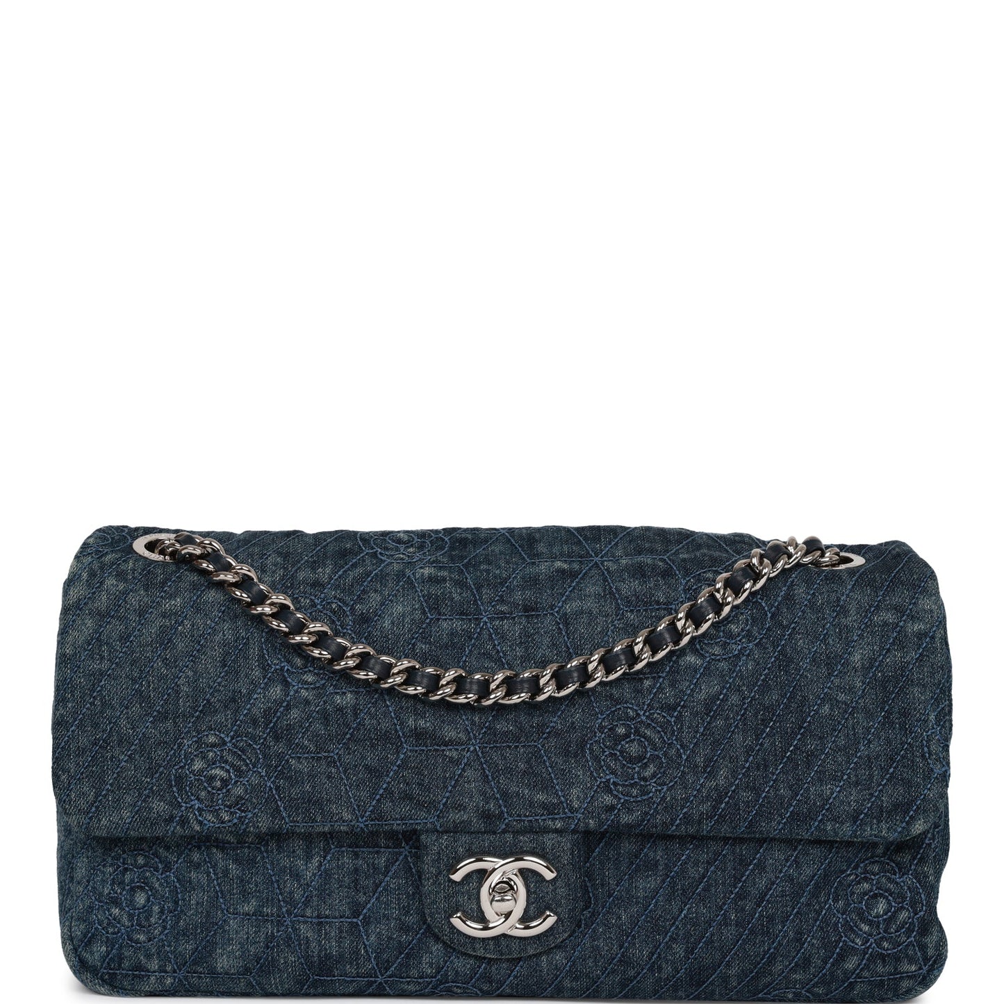 Chanel Leather Silver Shoulder Bag